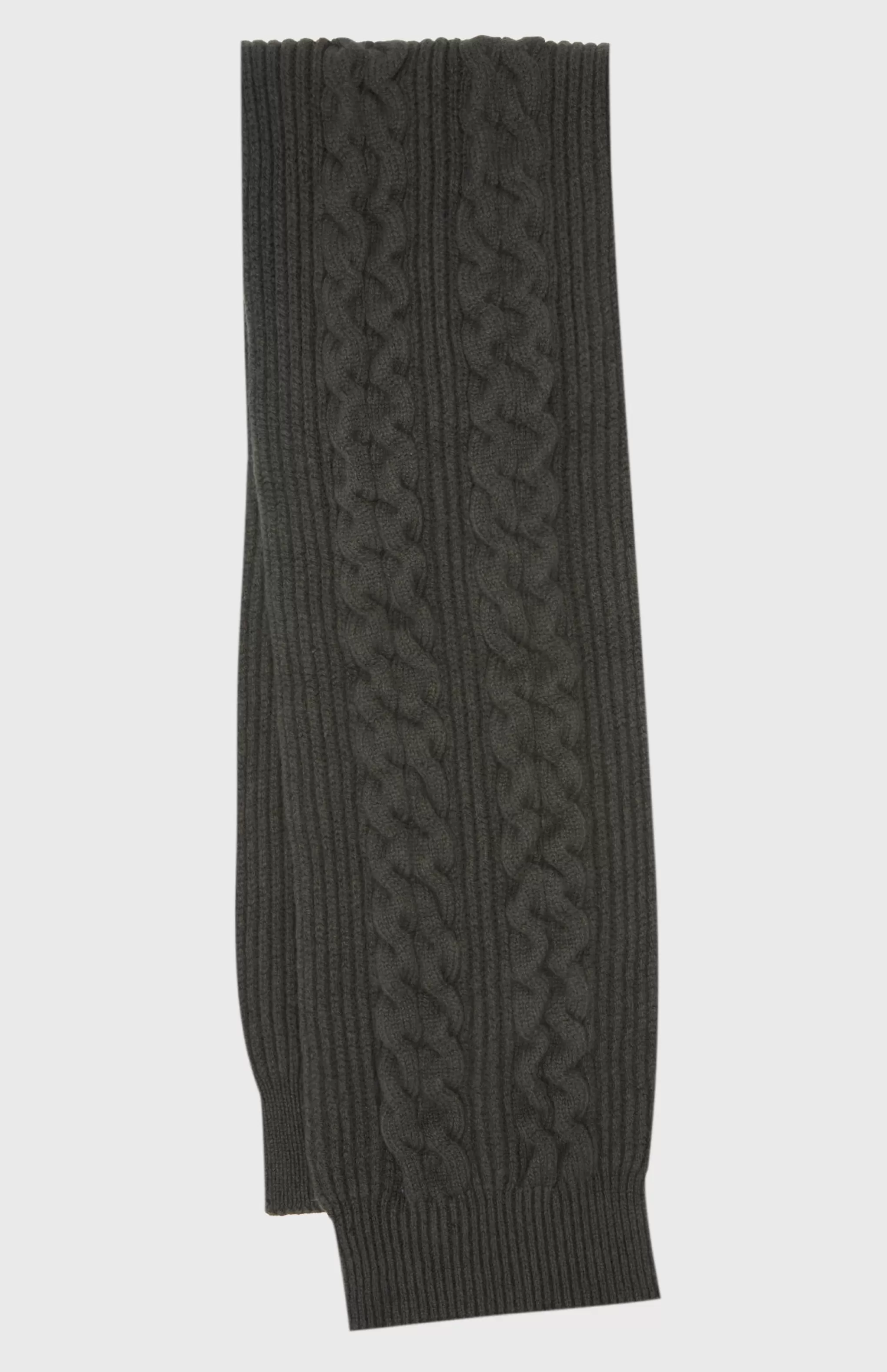 Best All Over Rib And Cable Scarf Detail In Khaki Men Scarves