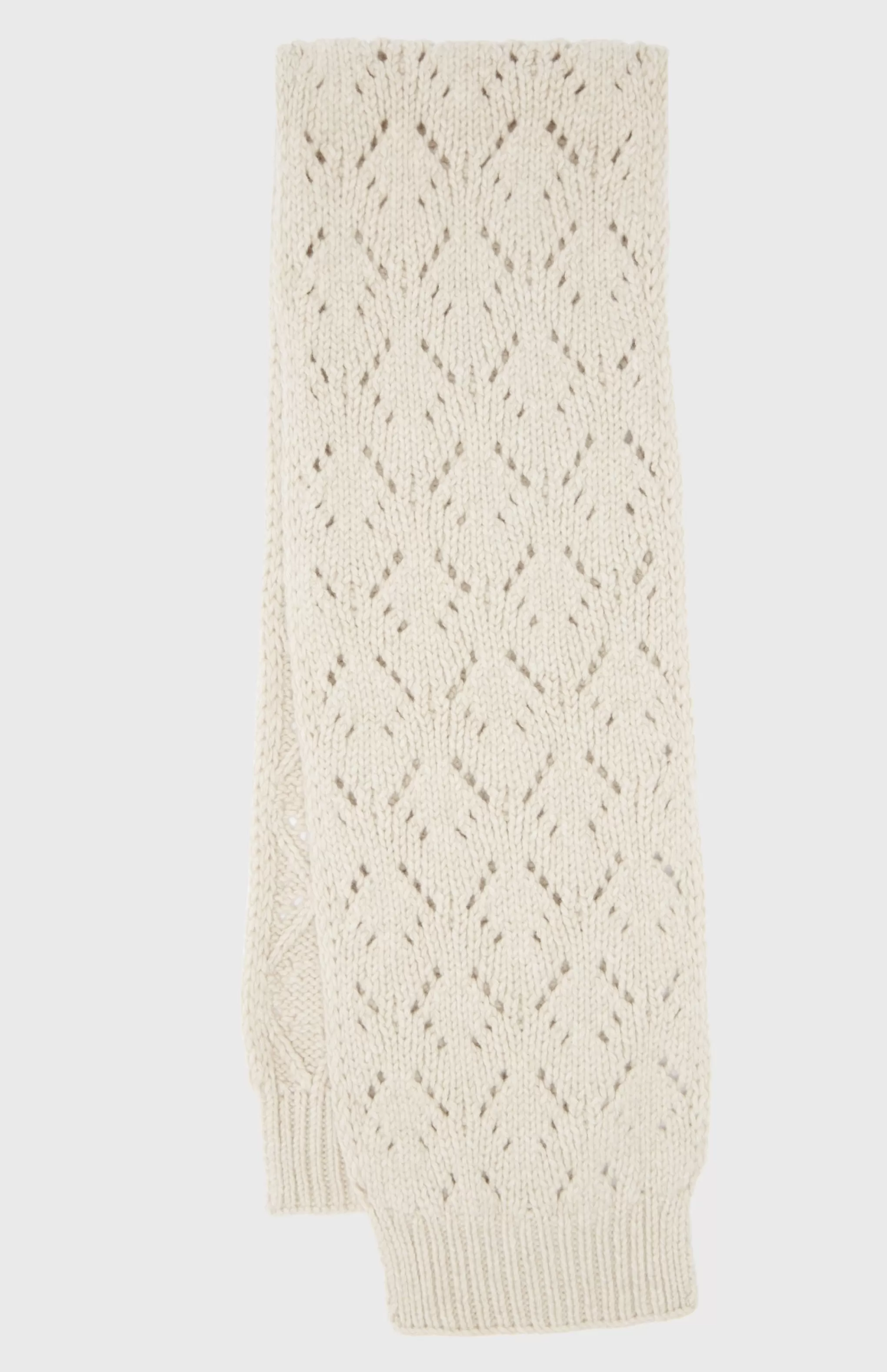 Cheap Allover Diamond Eyelet Stitch Scarf In Light Oatmeal Men/Women Made in Scotland