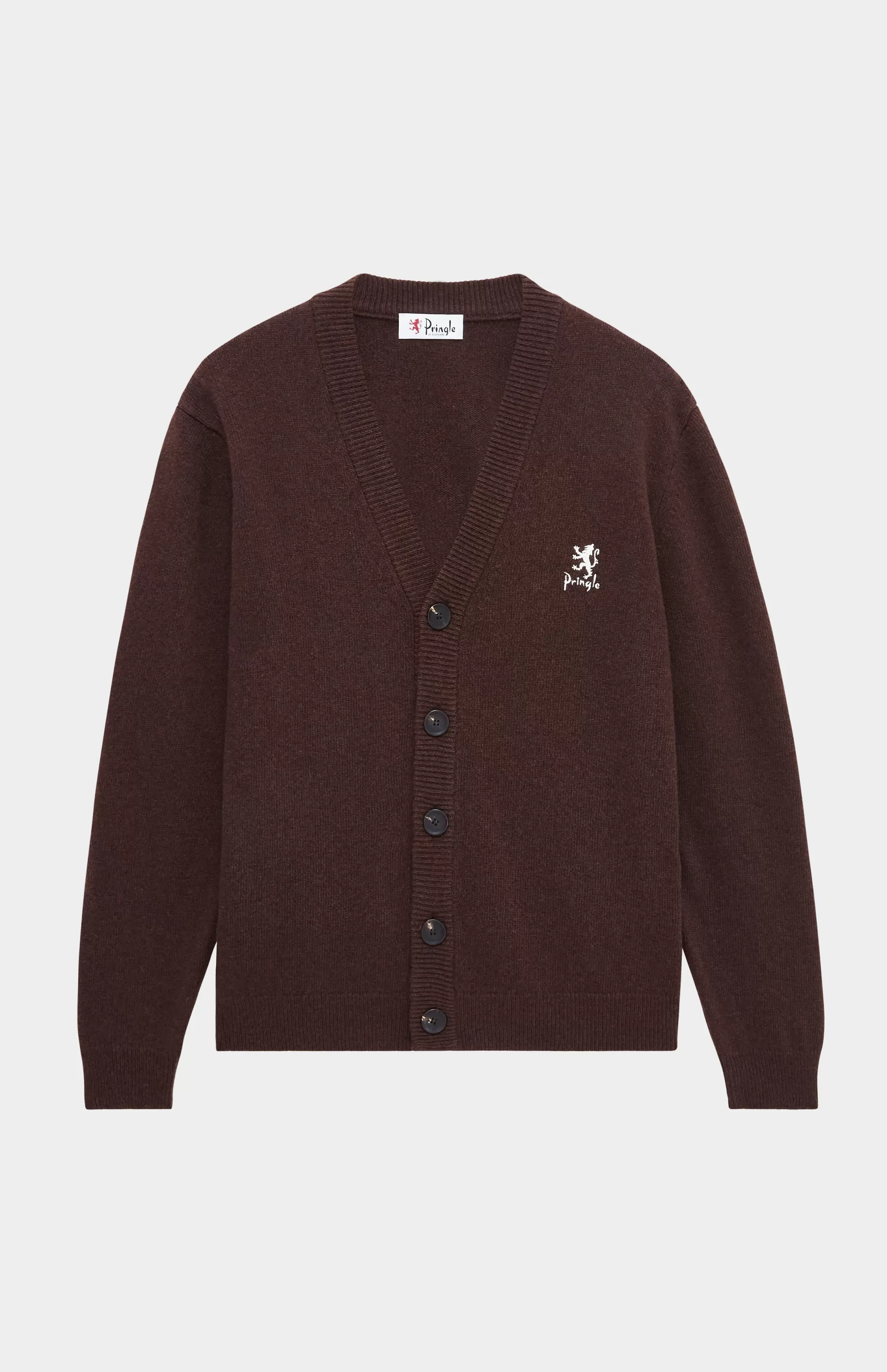 Best Sale Archive Lambswool Cardigan In Dark Brown Men V Neck Knits