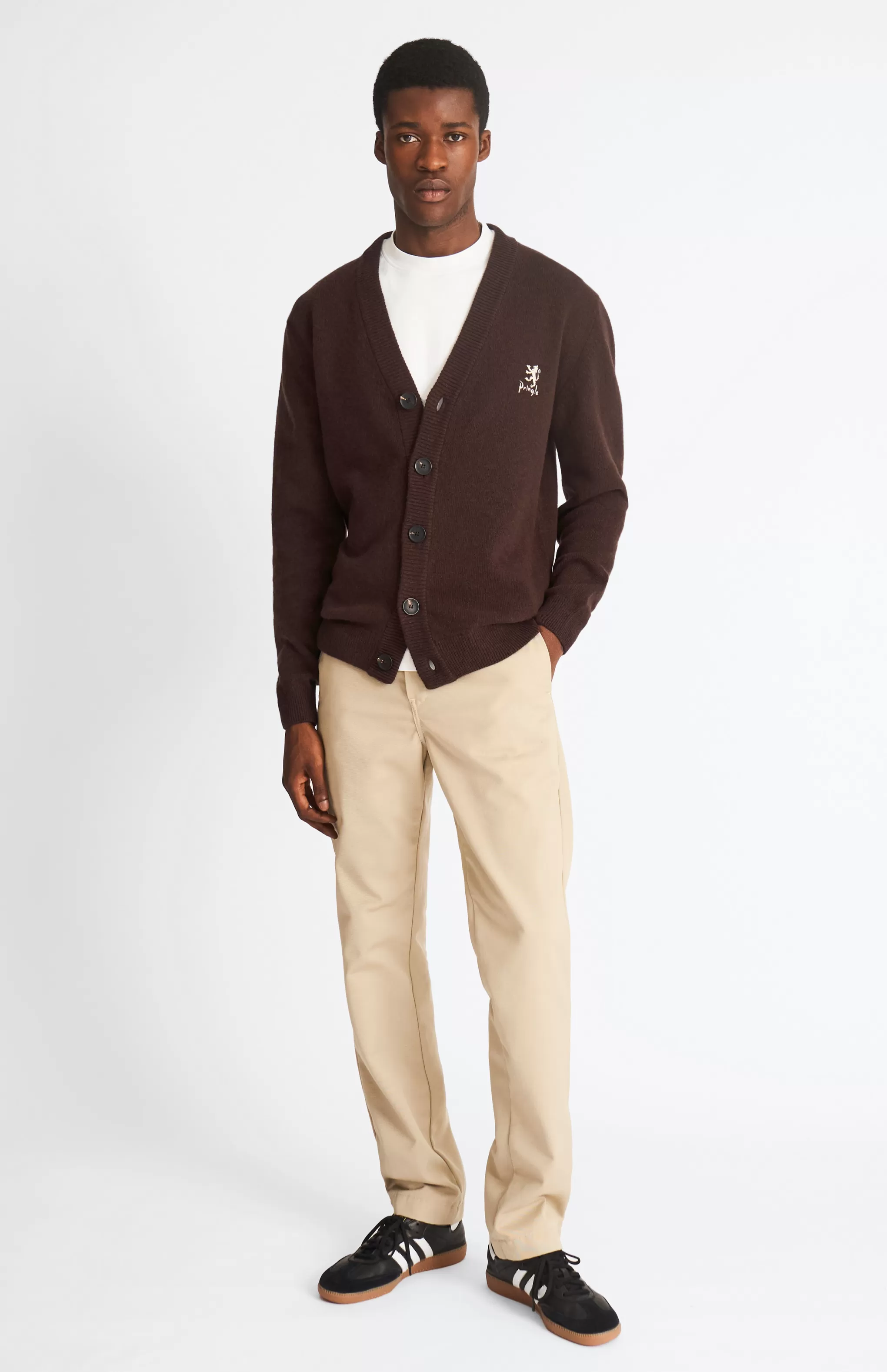 Best Sale Archive Lambswool Cardigan In Dark Brown Men V Neck Knits