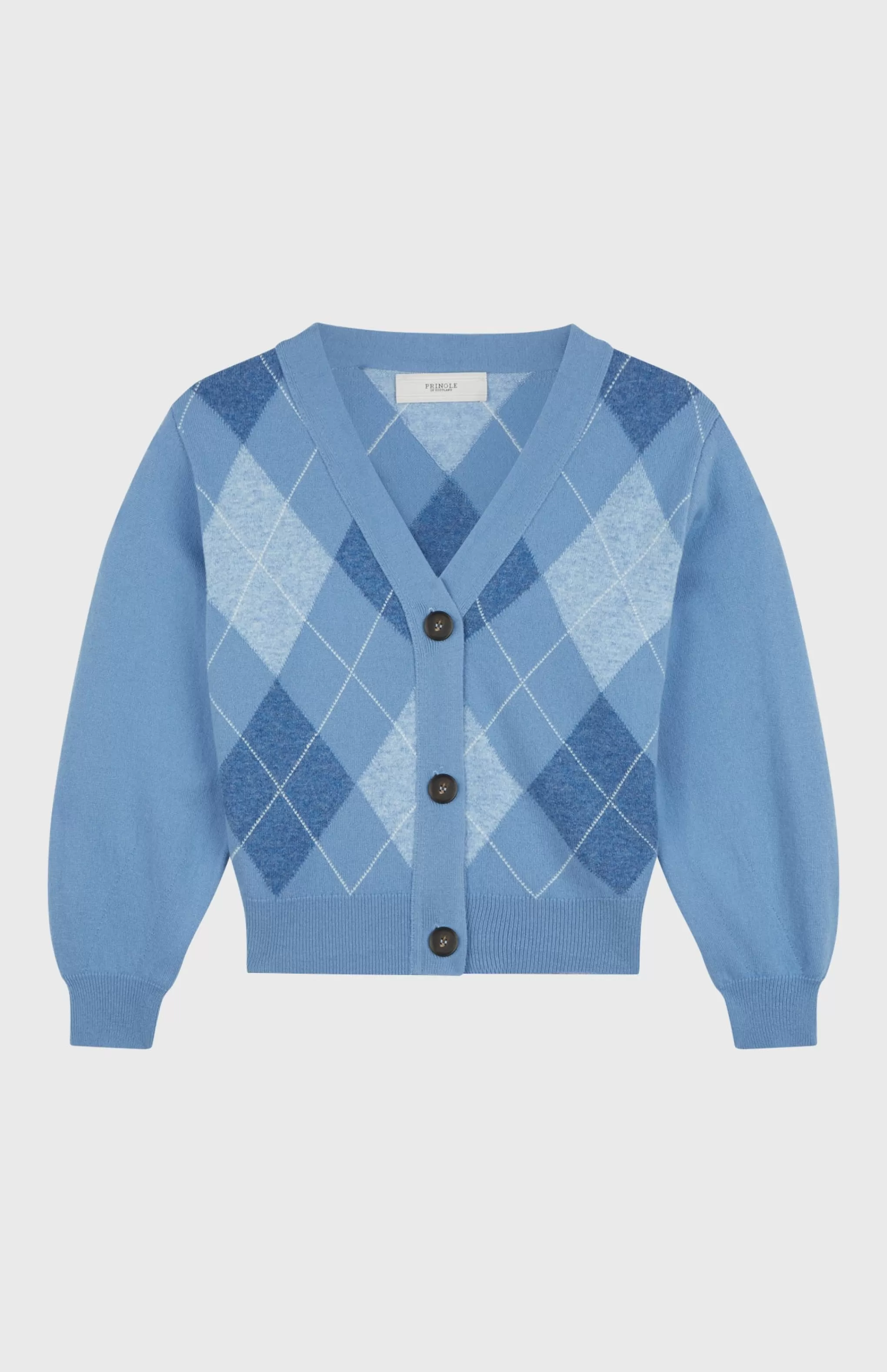 Cheap Argyle 3 Button Wool Cashmere Blend Cardigan In Bluestone And Sky Men/Women V Neck Knits