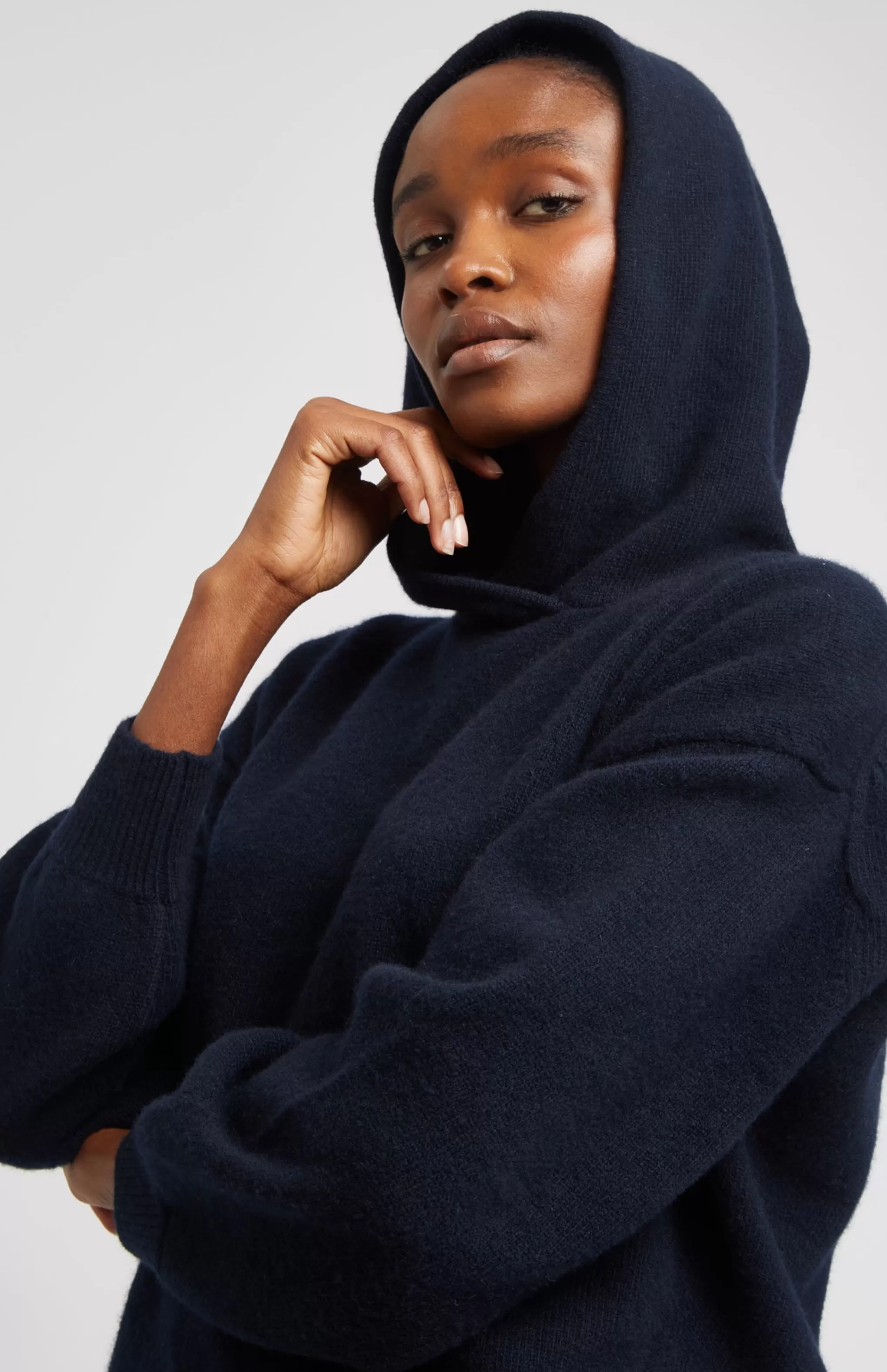 Store Cashmere Blend Hoodie In Indigo Men/Women Medium Weight Knits