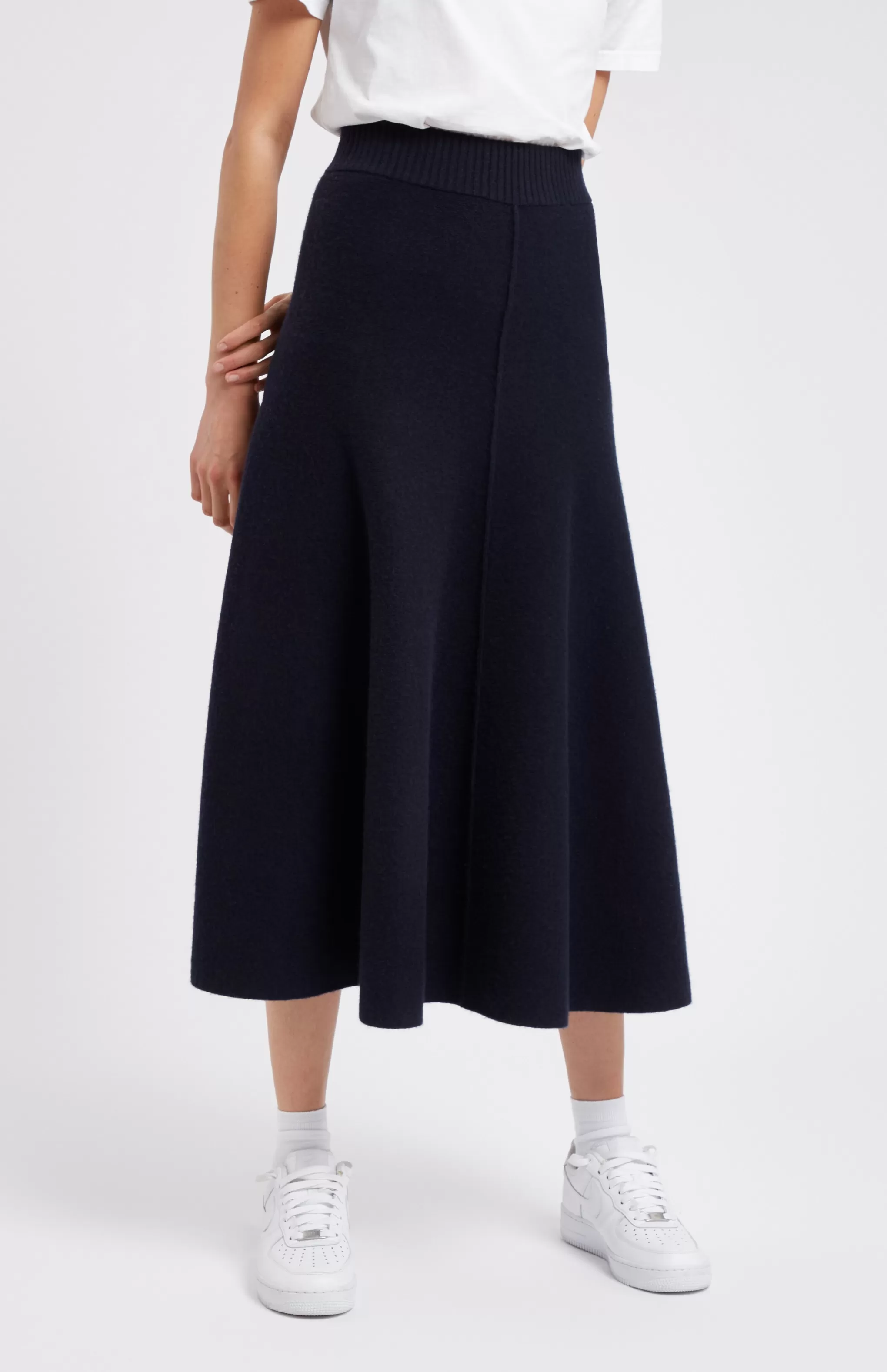 Fashion Cashmere Blend Midi Skirt In Indigo Men/Women Lambswool