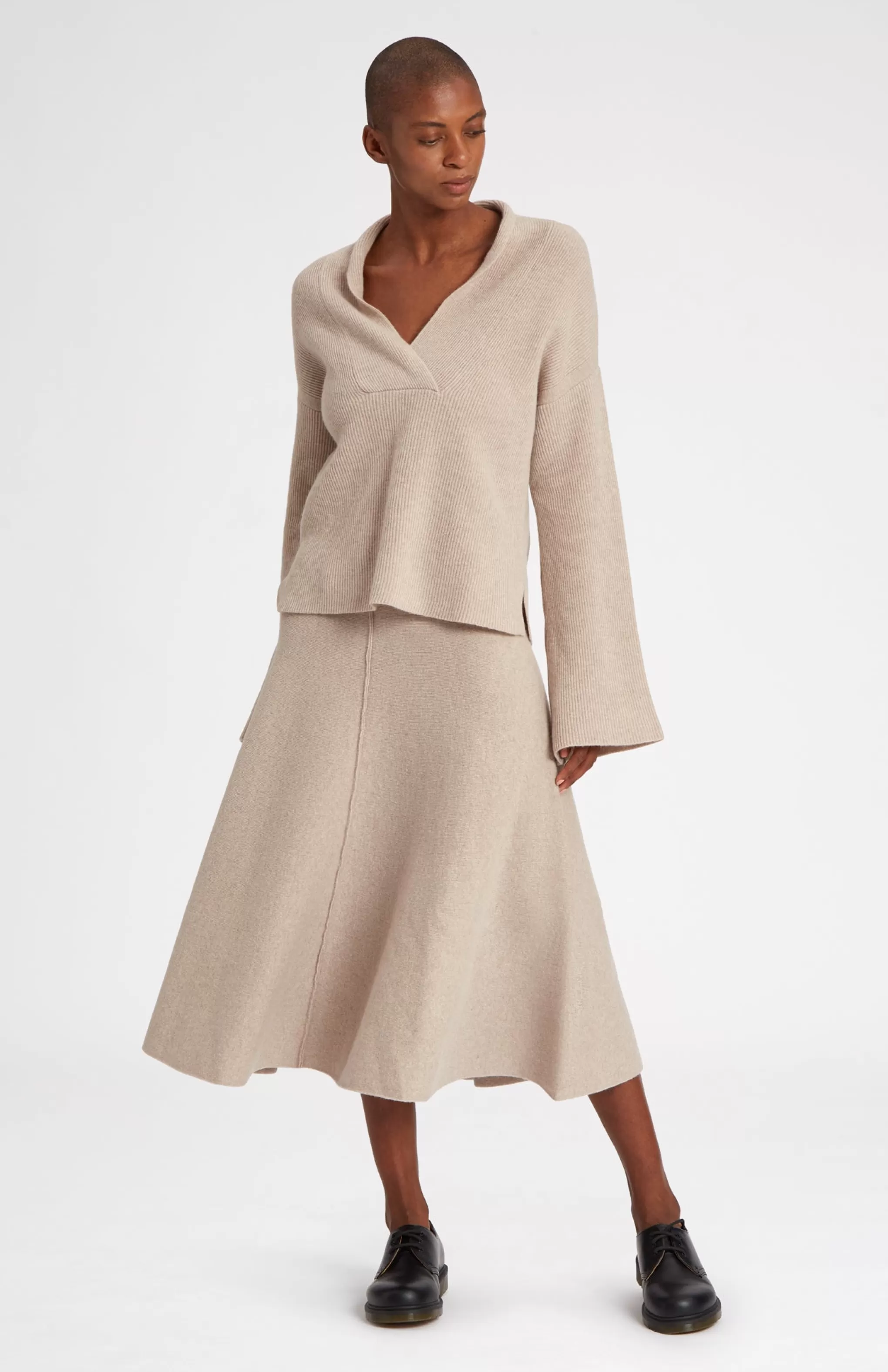 Best Sale Cashmere Blend Midi Skirt In Stone Melange Men/Women Best Sellers