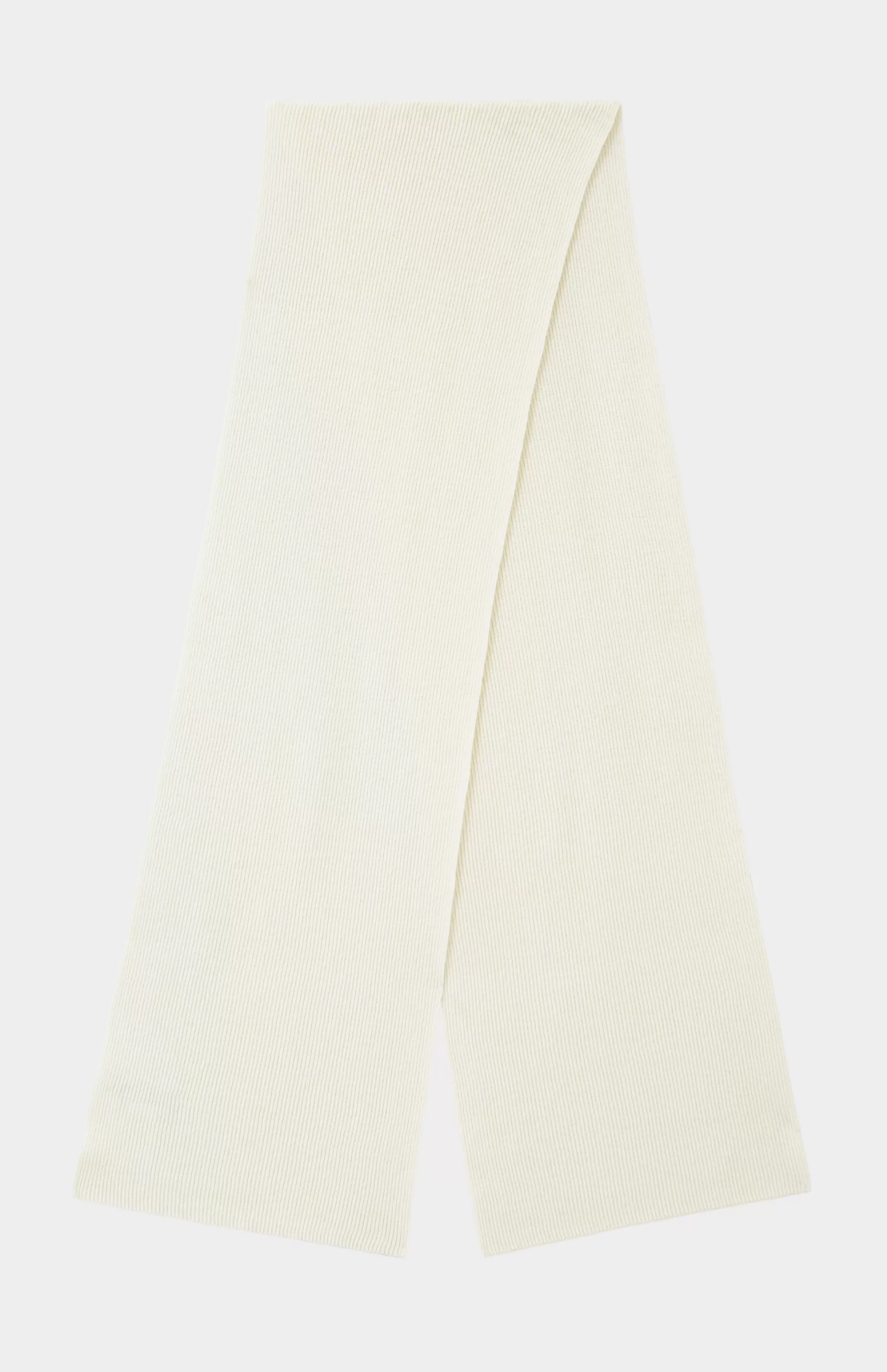 Cheap Cashmere Blend Scarf With Allover Fine Rib In Cream Men Cashmere