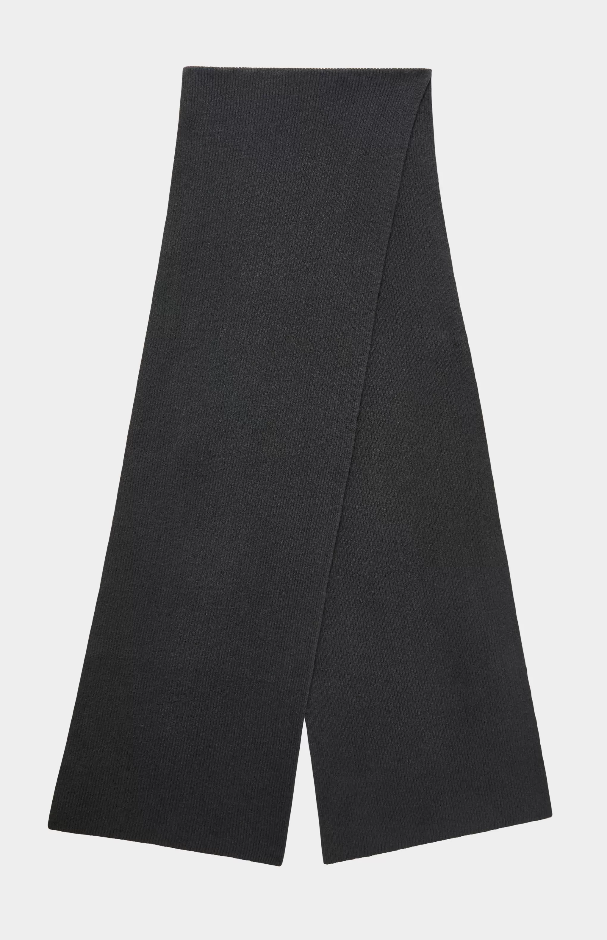 Store Cashmere Blend Scarf With Allover Fine Rib In Dark Khaki Men Cashmere