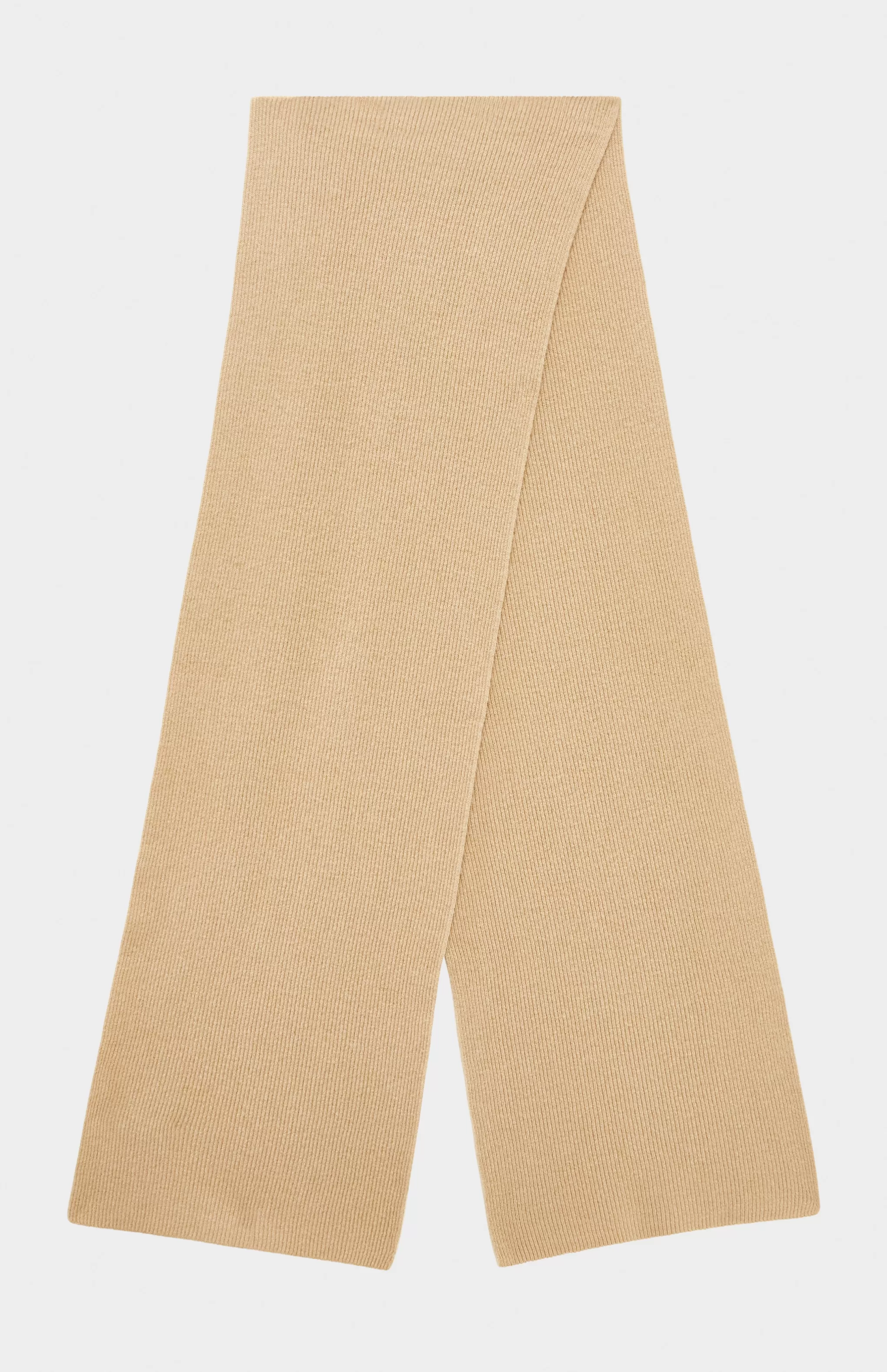 Sale Cashmere Blend Scarf With Allover Fine Rib In Sand Men Scarves