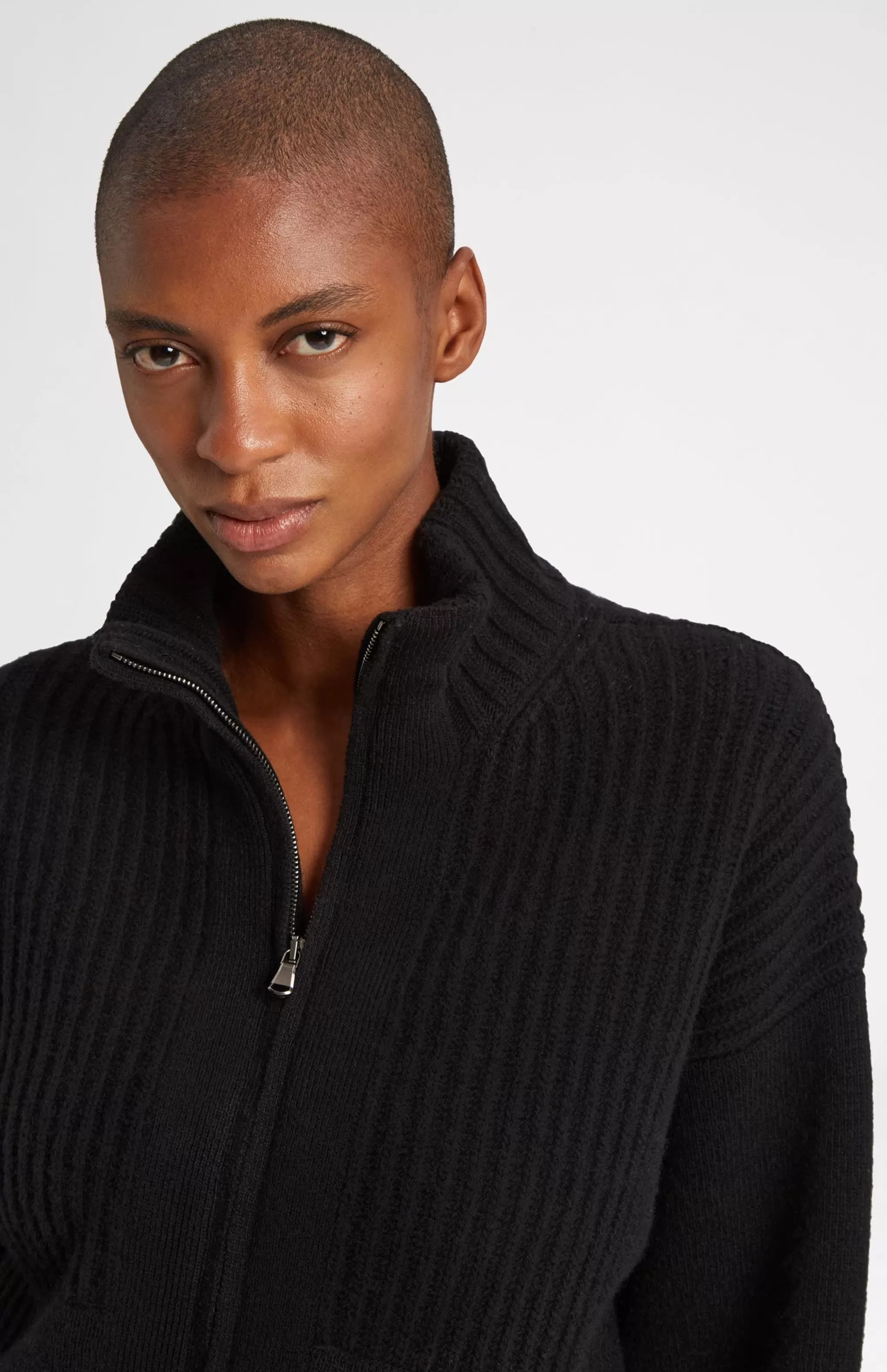 Flash Sale Cashmere Blend Zip Thru Jacket In Black Men/Women Heavy Weight Knits