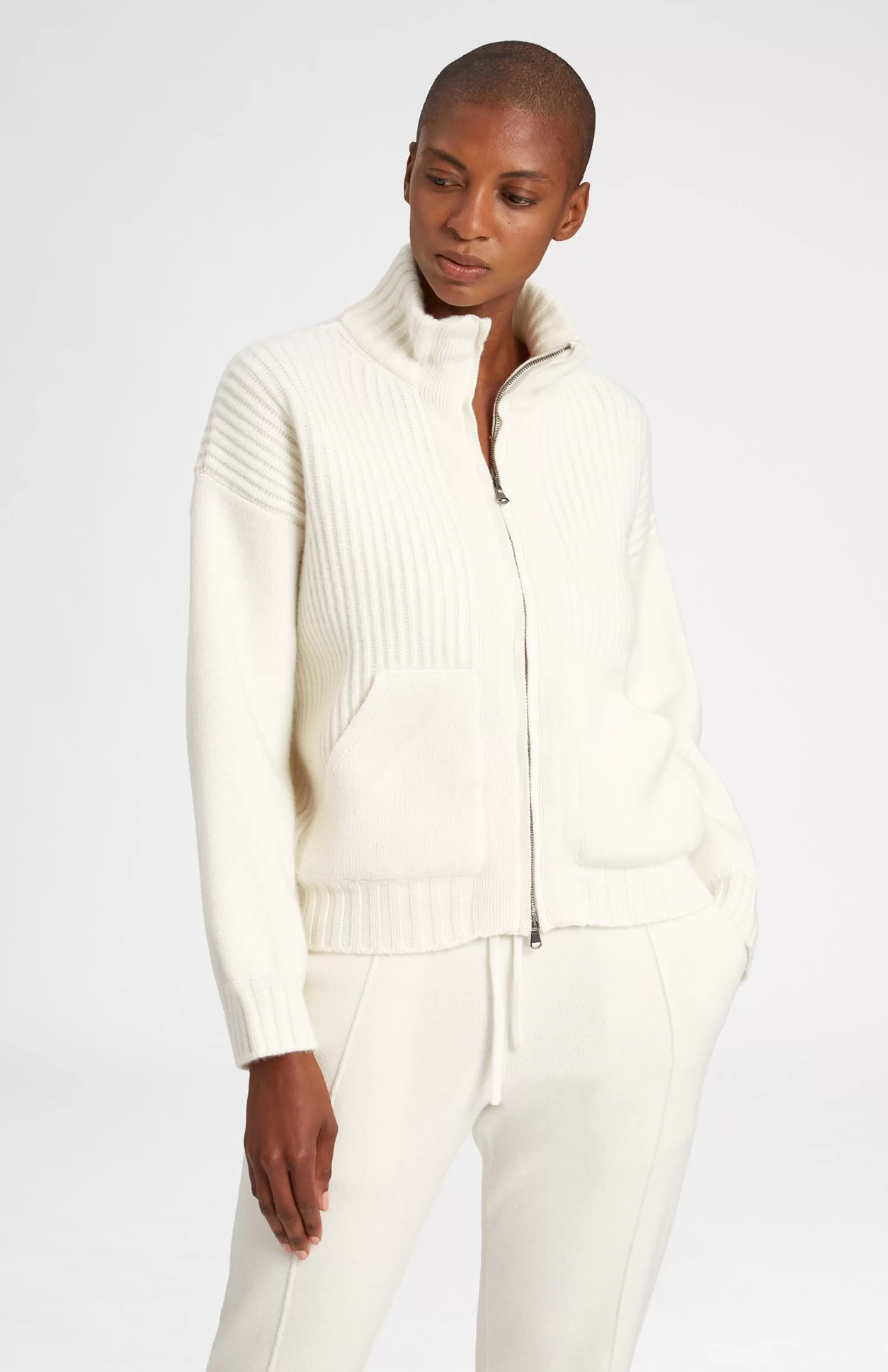 Store Cashmere Blend Zip Thru Jacket In Cream Men/Women Best Sellers