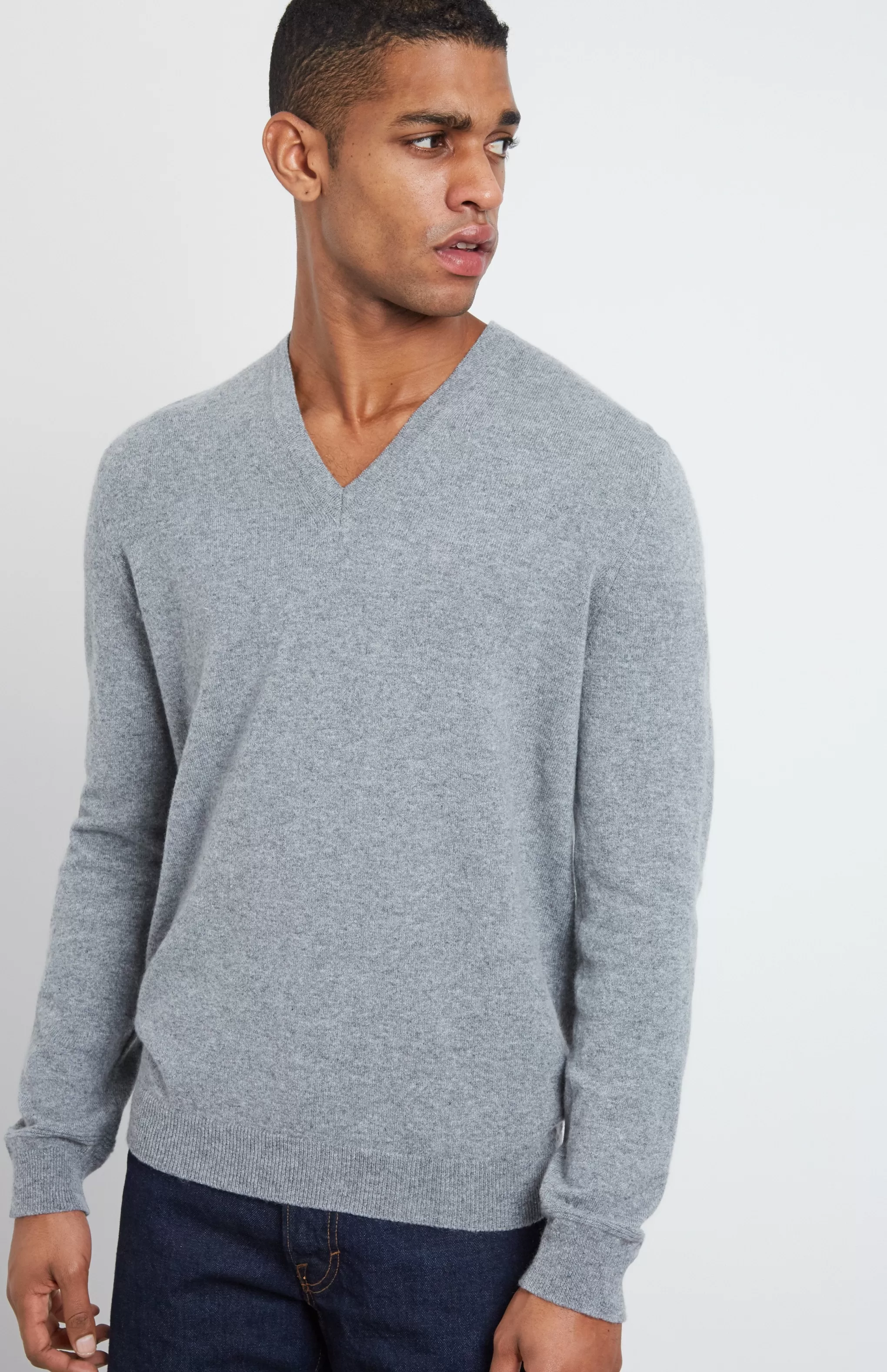 Best Sale Cashmere Jumper In Grey Men Made in Scotland