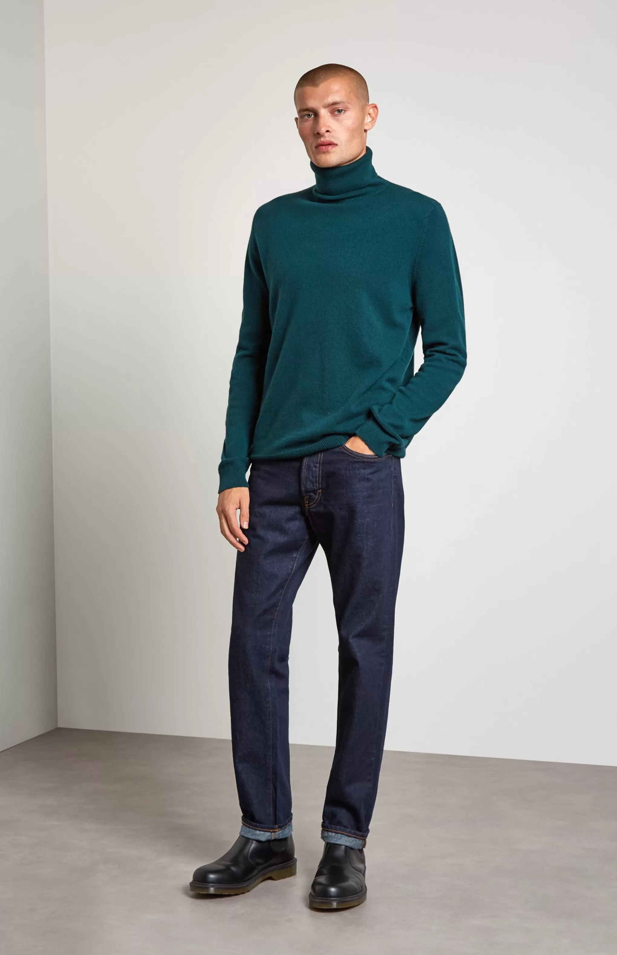 Outlet Cashmere Roll Neck Jumper In Green Men Jumpers