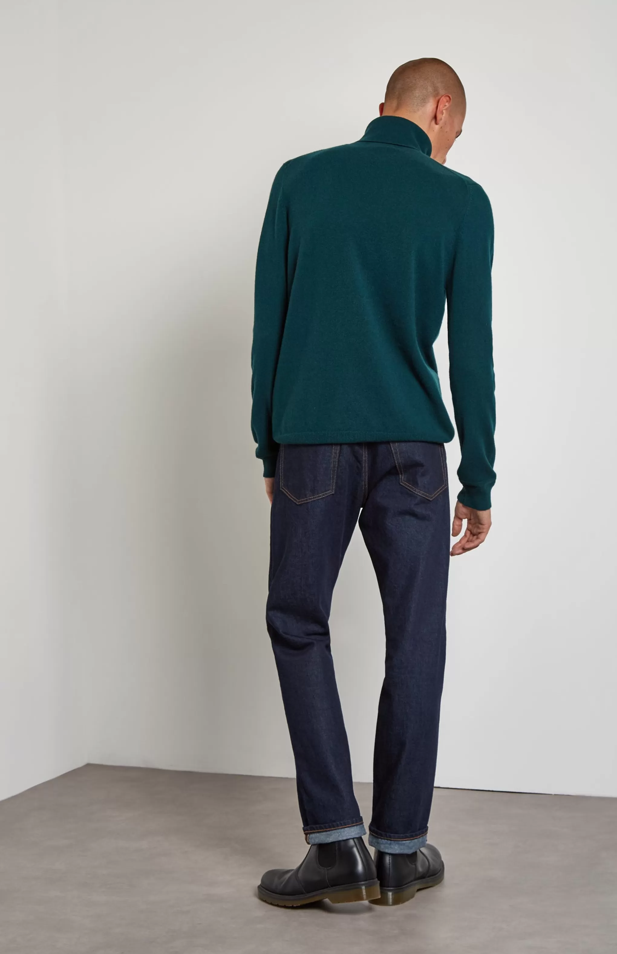 Flash Sale Cashmere Roll Neck Jumper In Green Men Made in Scotland