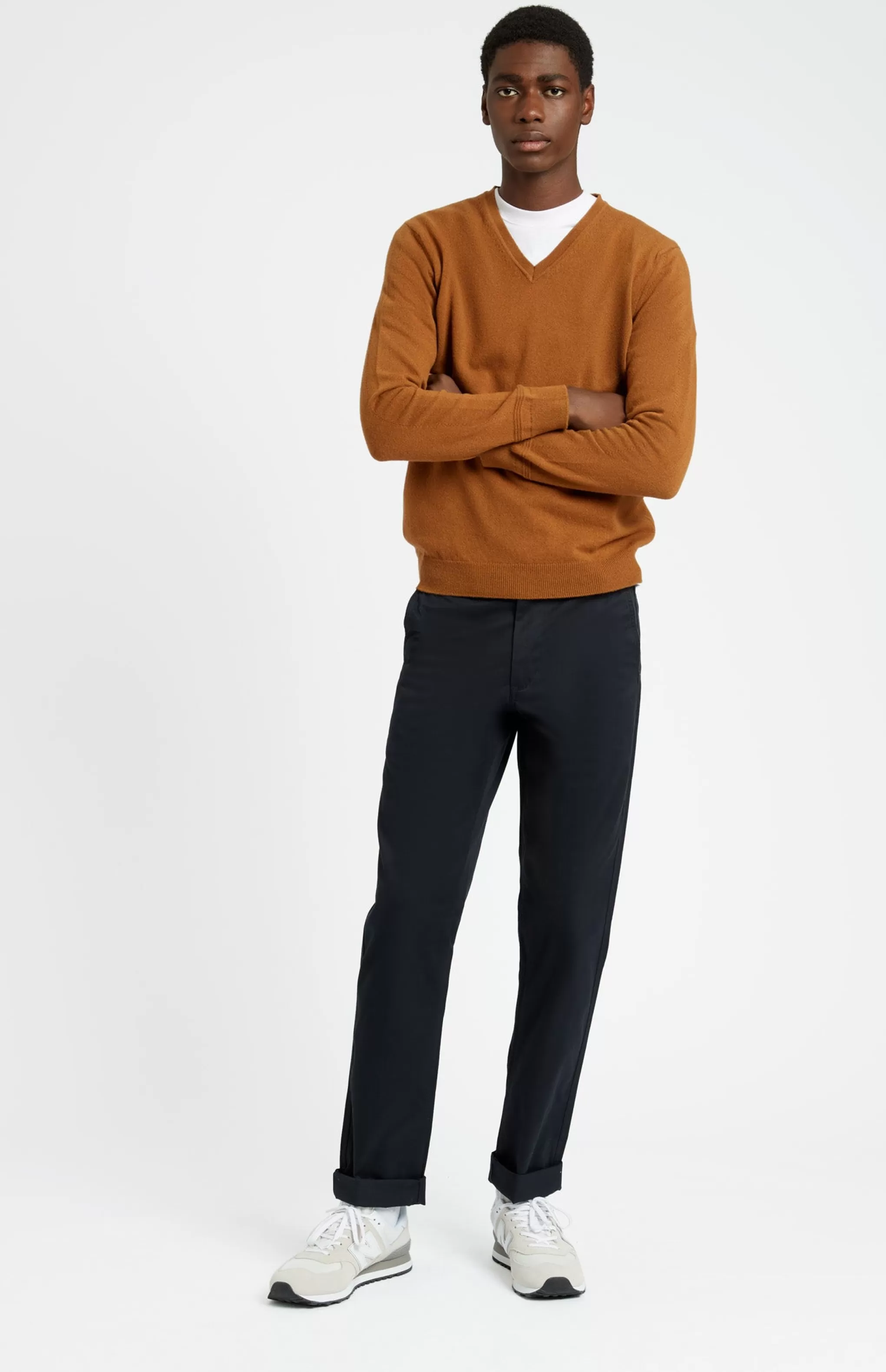 Fashion Classic V Neck Cashmere Jumper In Vicuna Men Cashmere