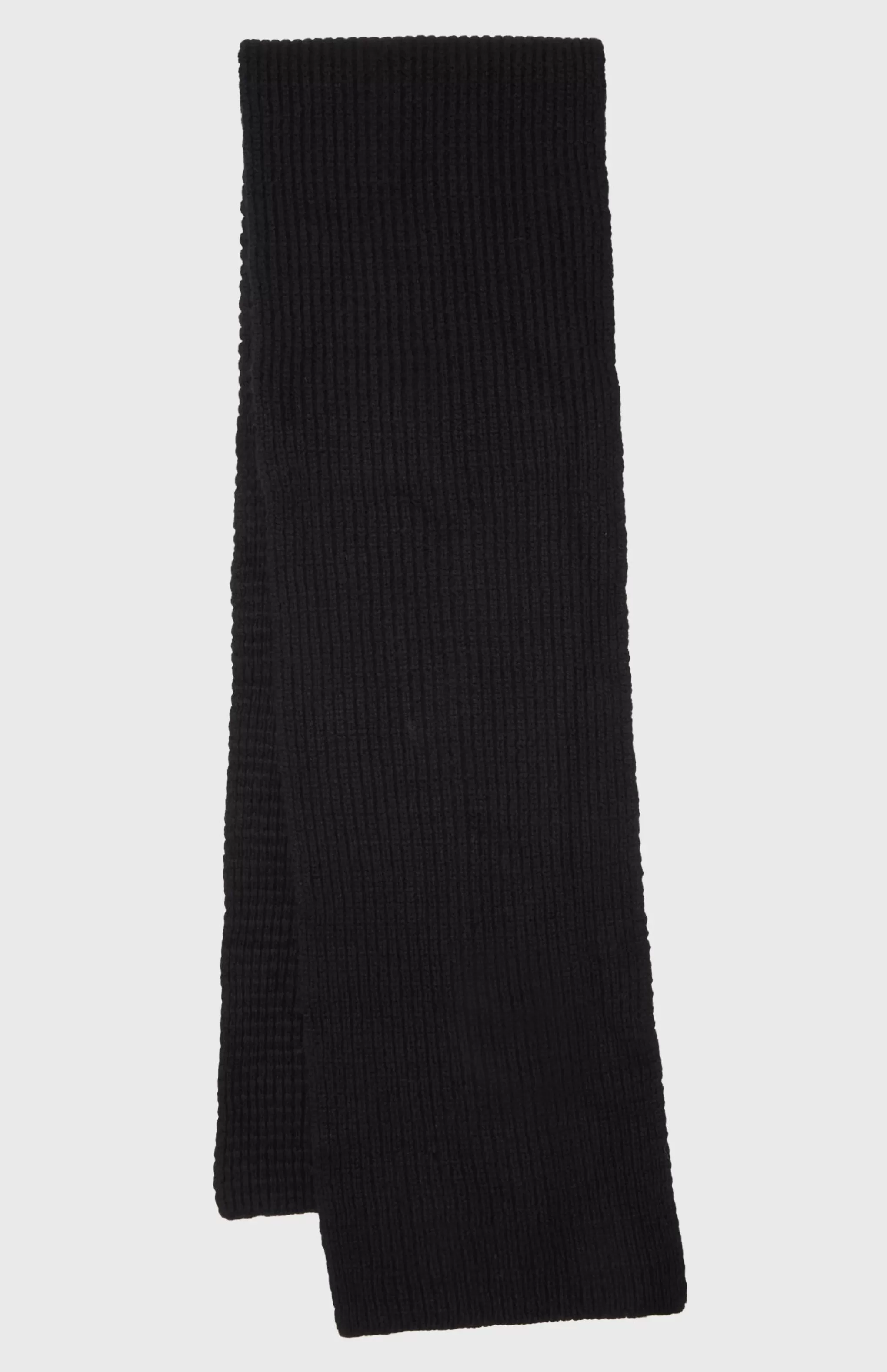 Clearance Cosy Cashmere Scarf In A Waffle Stitch In Black Men Made in Scotland
