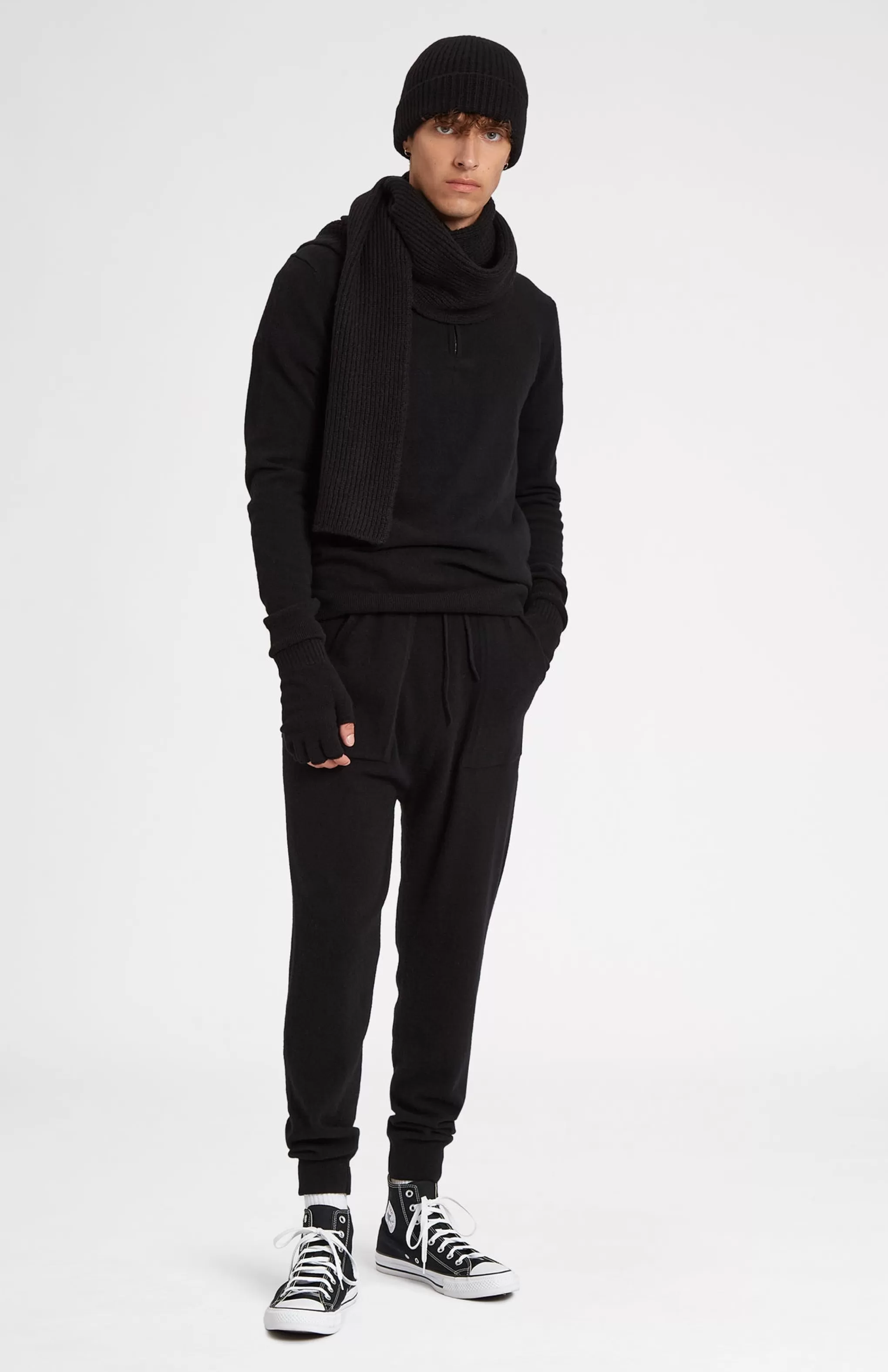 Best Sale Cosy Cashmere Scarf In A Waffle Stitch In Black Men/Women Cashmere