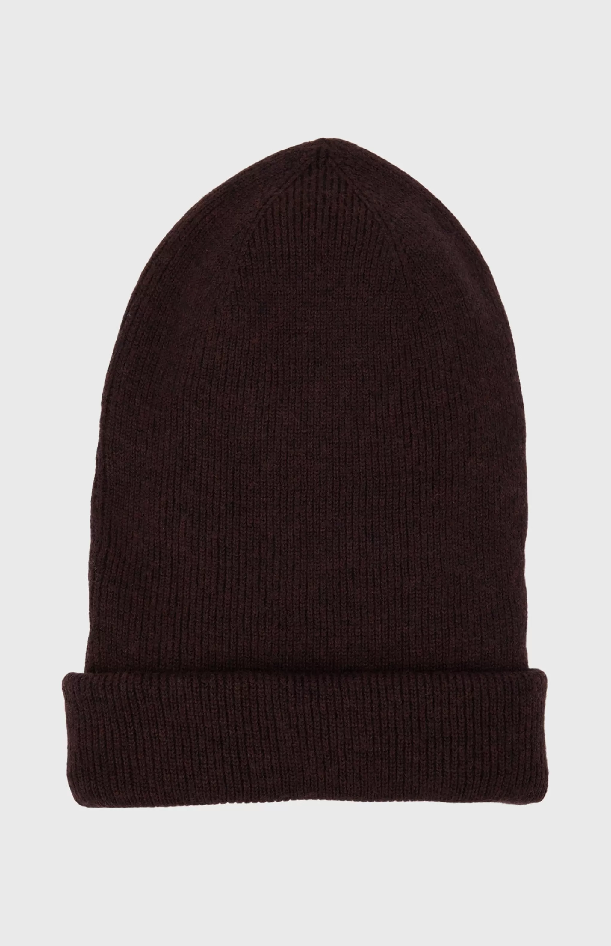 Cheap Double Layer Ribbed Merino Beanie In Brown Men/Women Merino