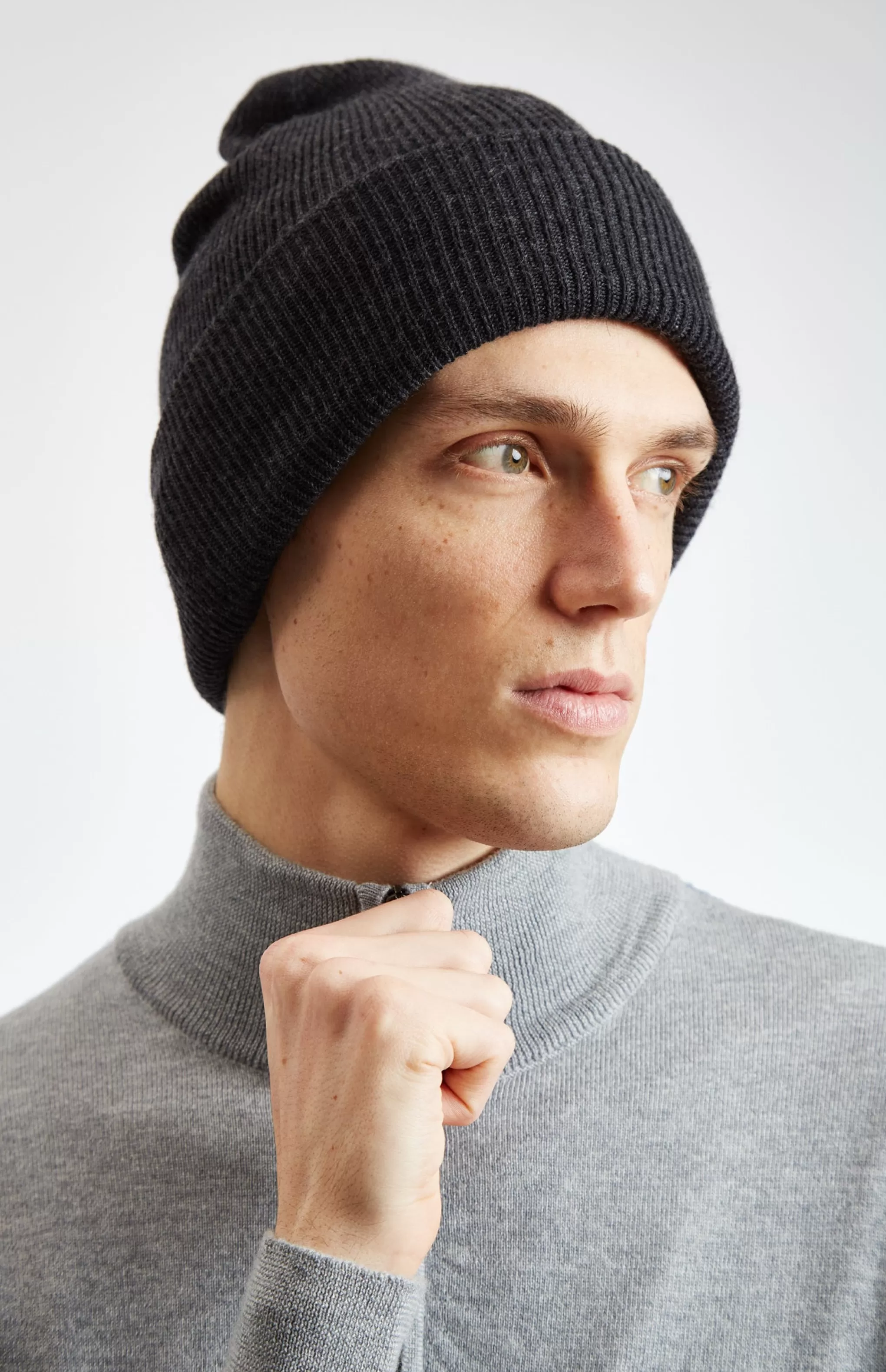 Best Double Layer Ribbed Merino Beanie In Dark Grey Men/Women Conscious Collection