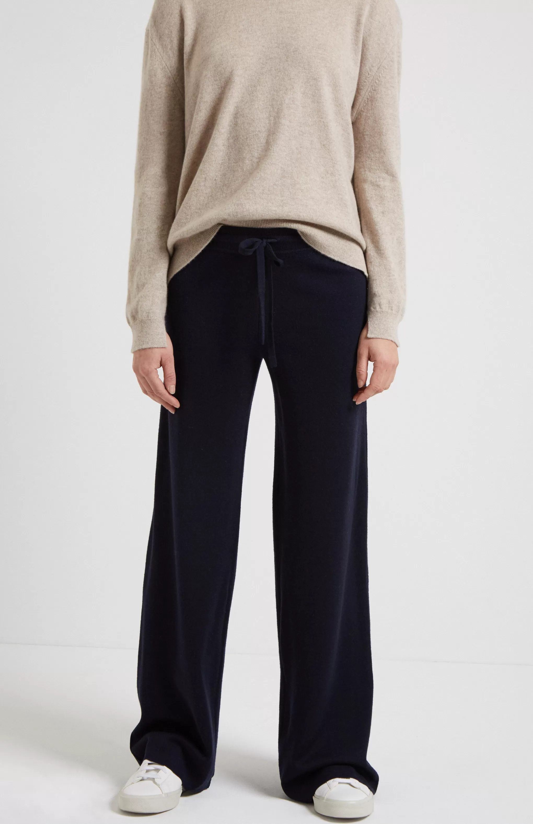 Cheap Drawstring Merino Trousers In Navy Men/Women Light Weight Knits