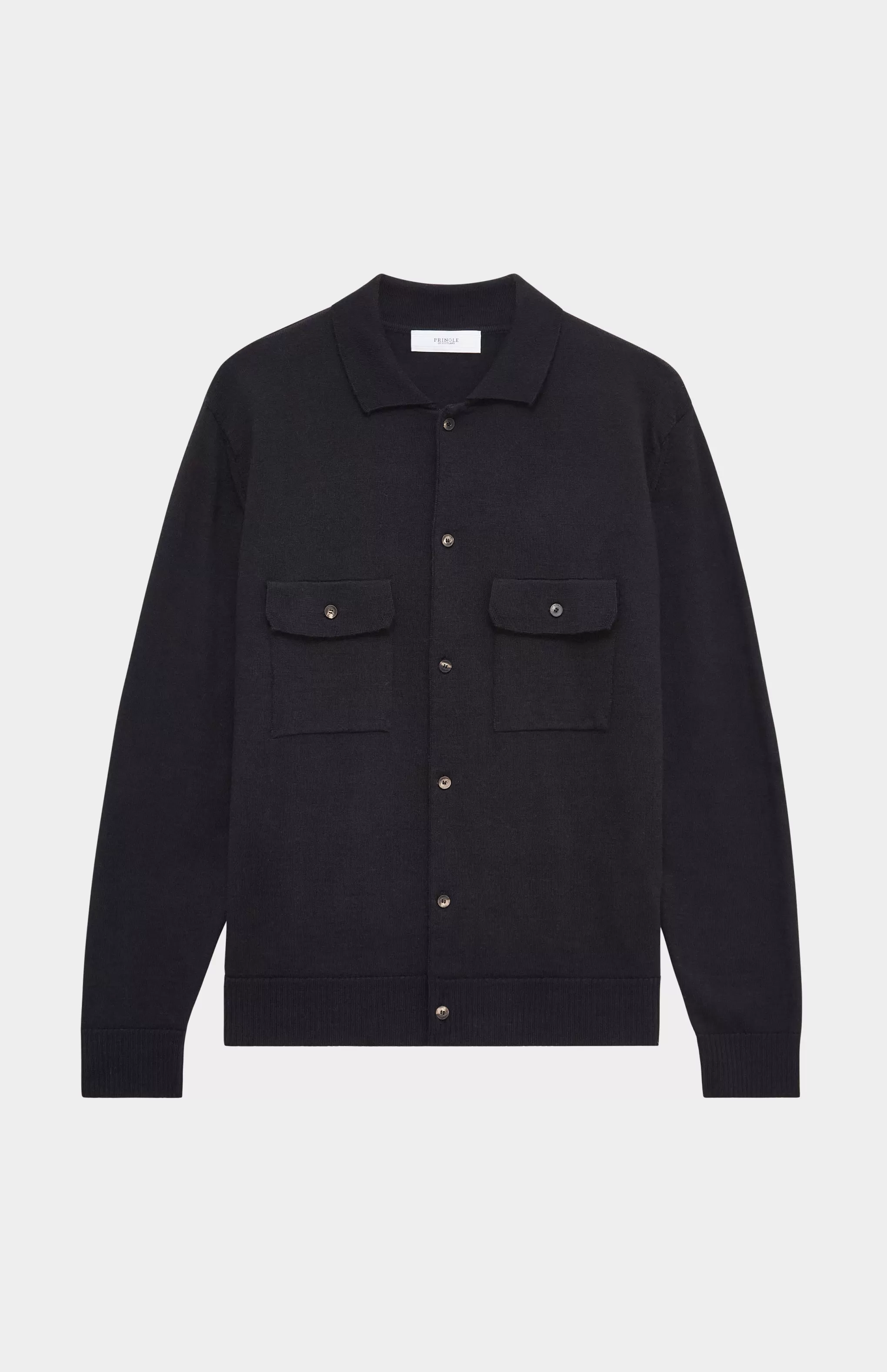 Cheap Fine Merino Knitted Overshirt In Black Men Light Weight Knits