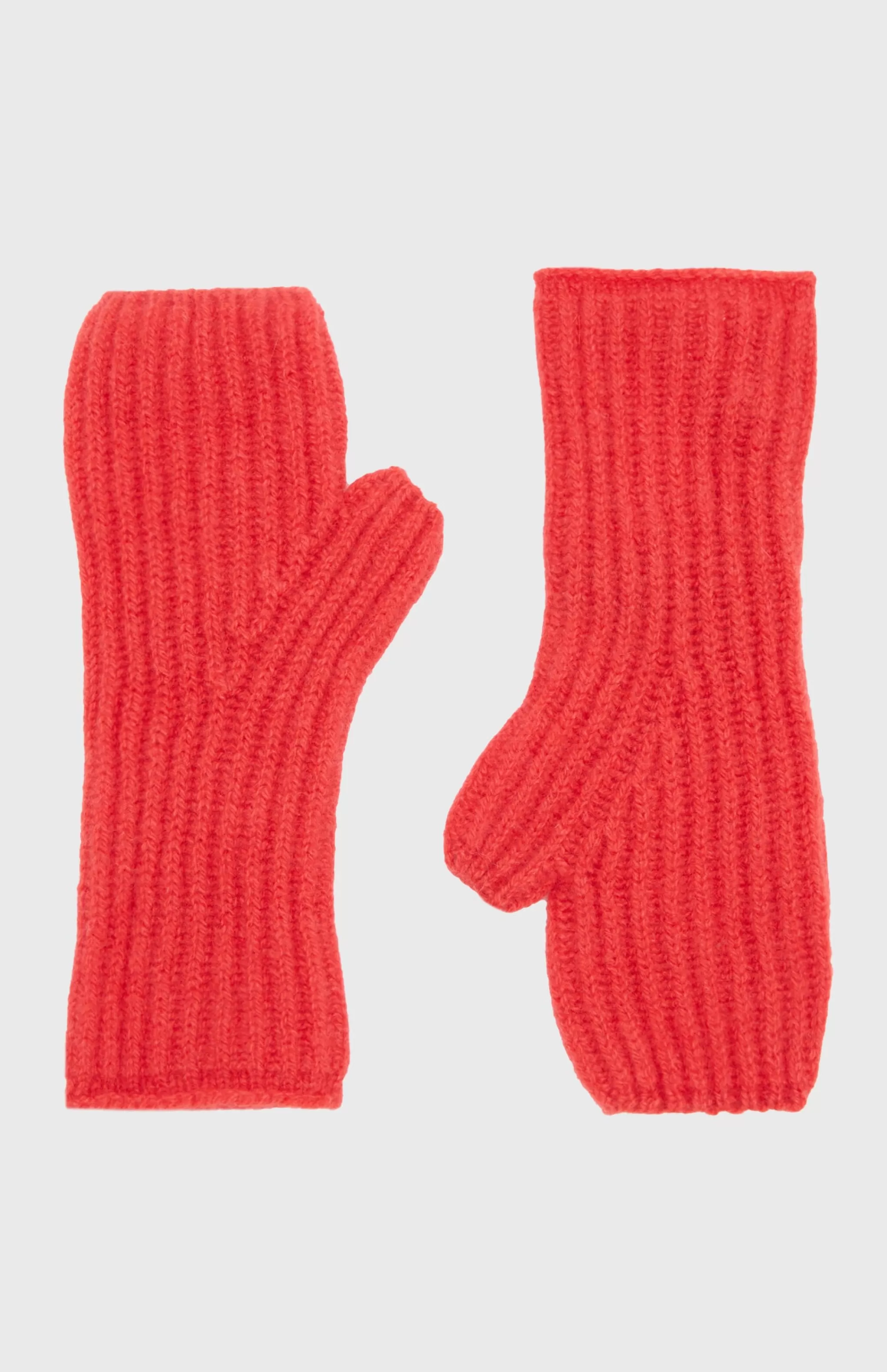 Shop Fisherman's Rib Knit Cashmere Wrist Warmers In Poppy Red Men/Women Gloves