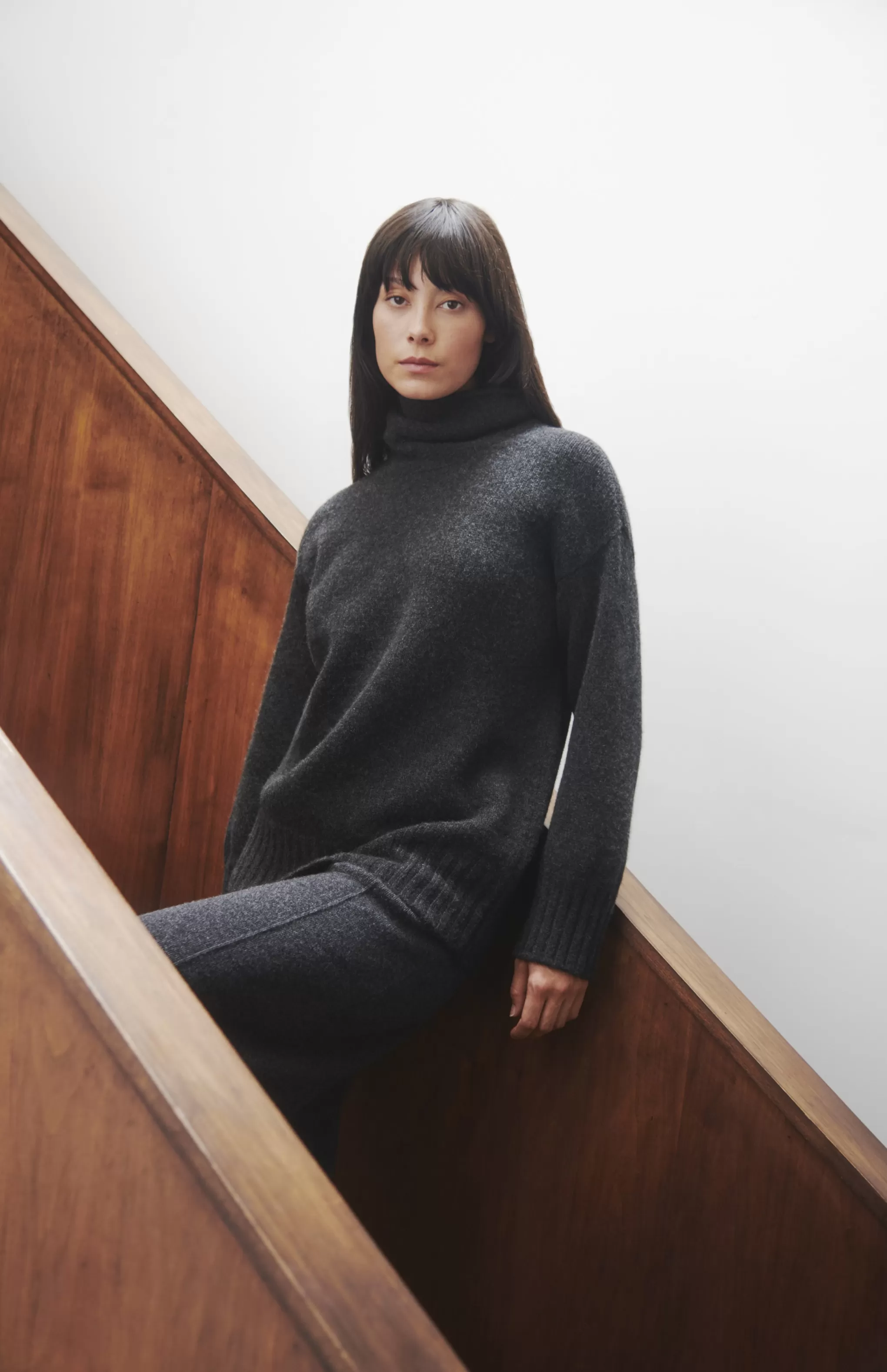 Best High Neck Cosy Cashmere Jumper In Charcoal Men/Women Cashmere