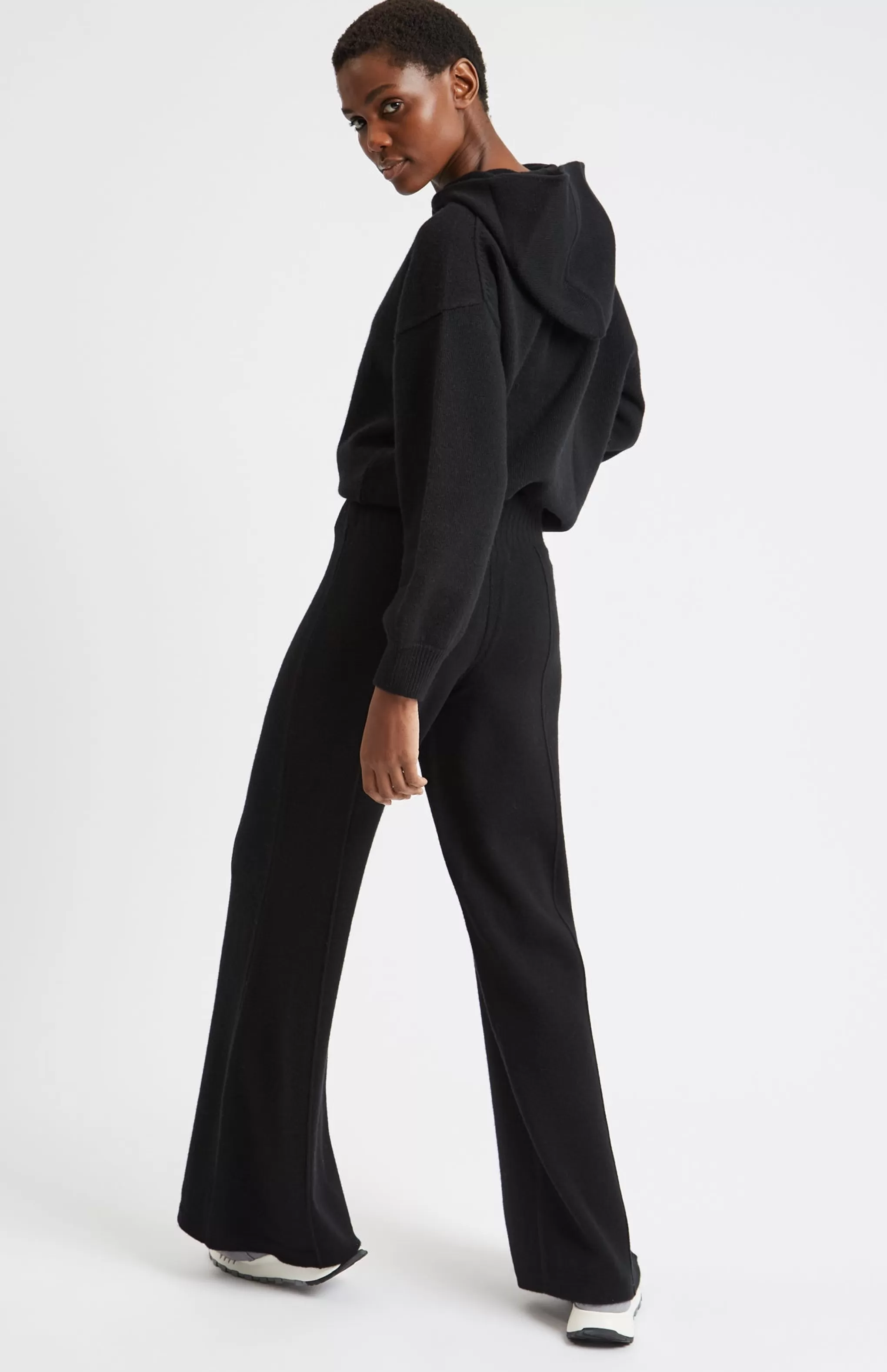 Store Knitted Wide Leg Cashmere Blend Trousers In Black Men/Women Lambswool