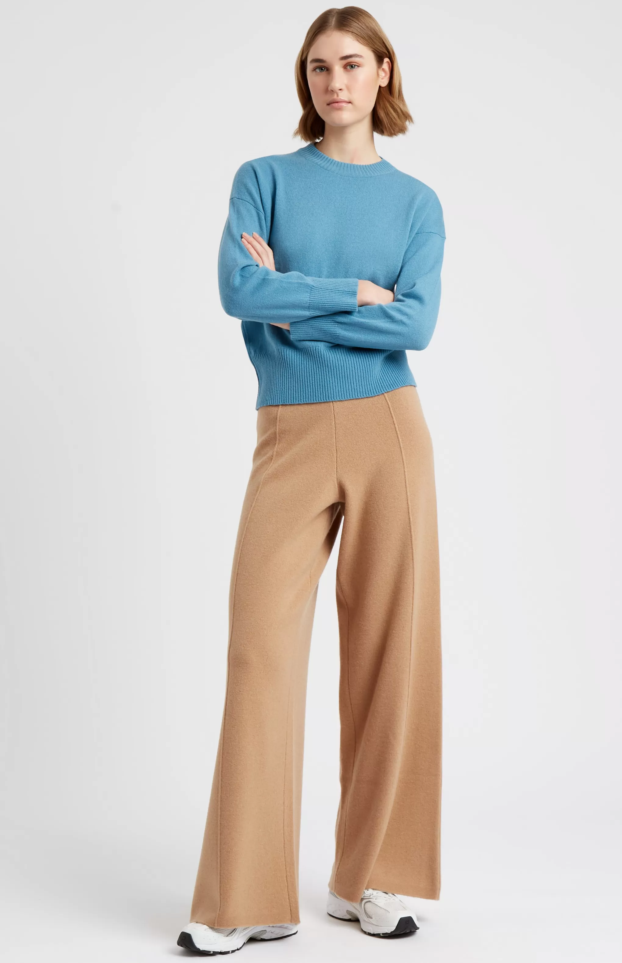Flash Sale Knitted Wide Leg Cashmere Blend Trousers In Sand Men/Women Loungewear