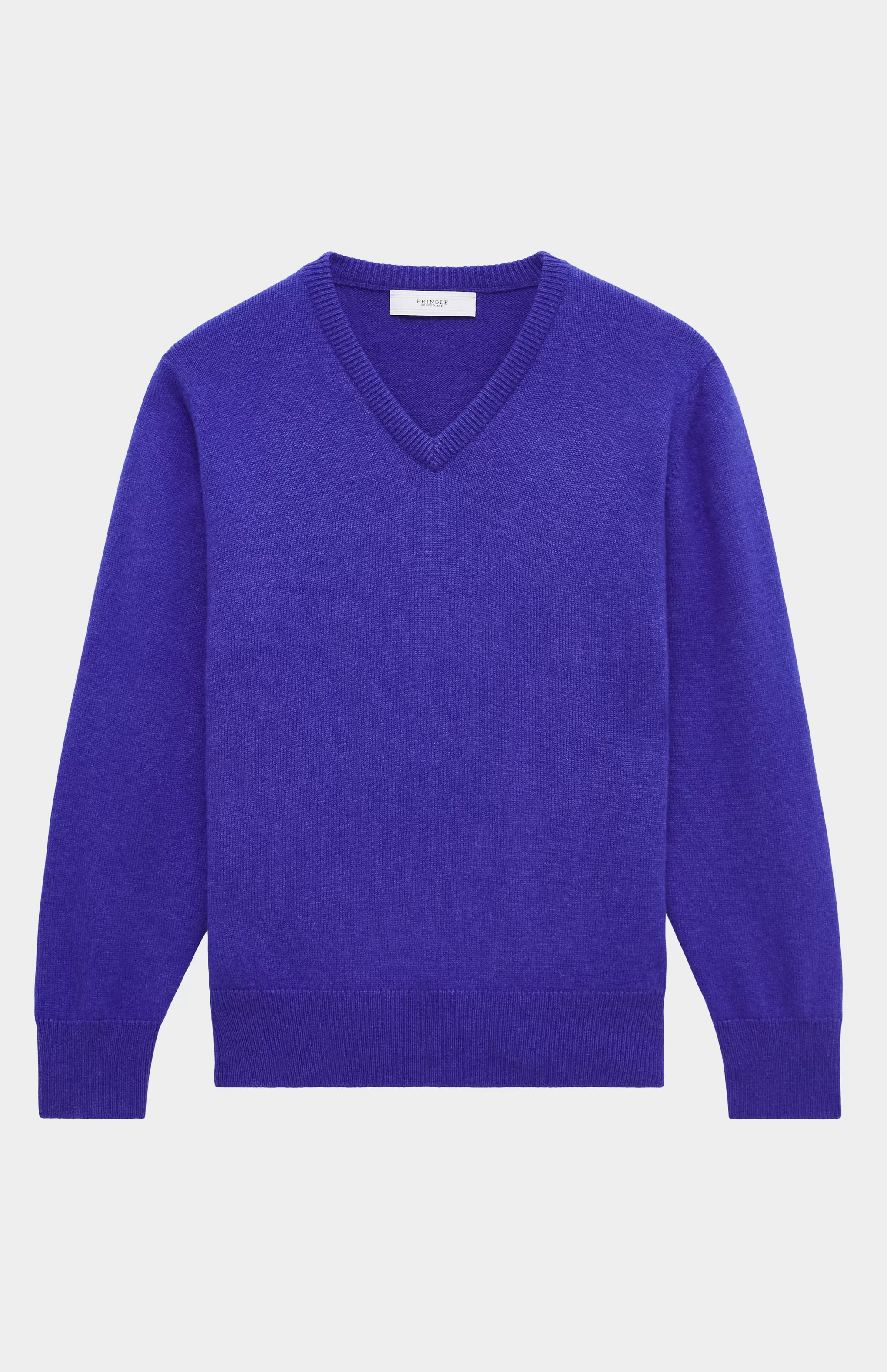 Outlet Mens 4 Ply V Neck Cashmere Jumper In Cobalt Blue Men Made in Scotland