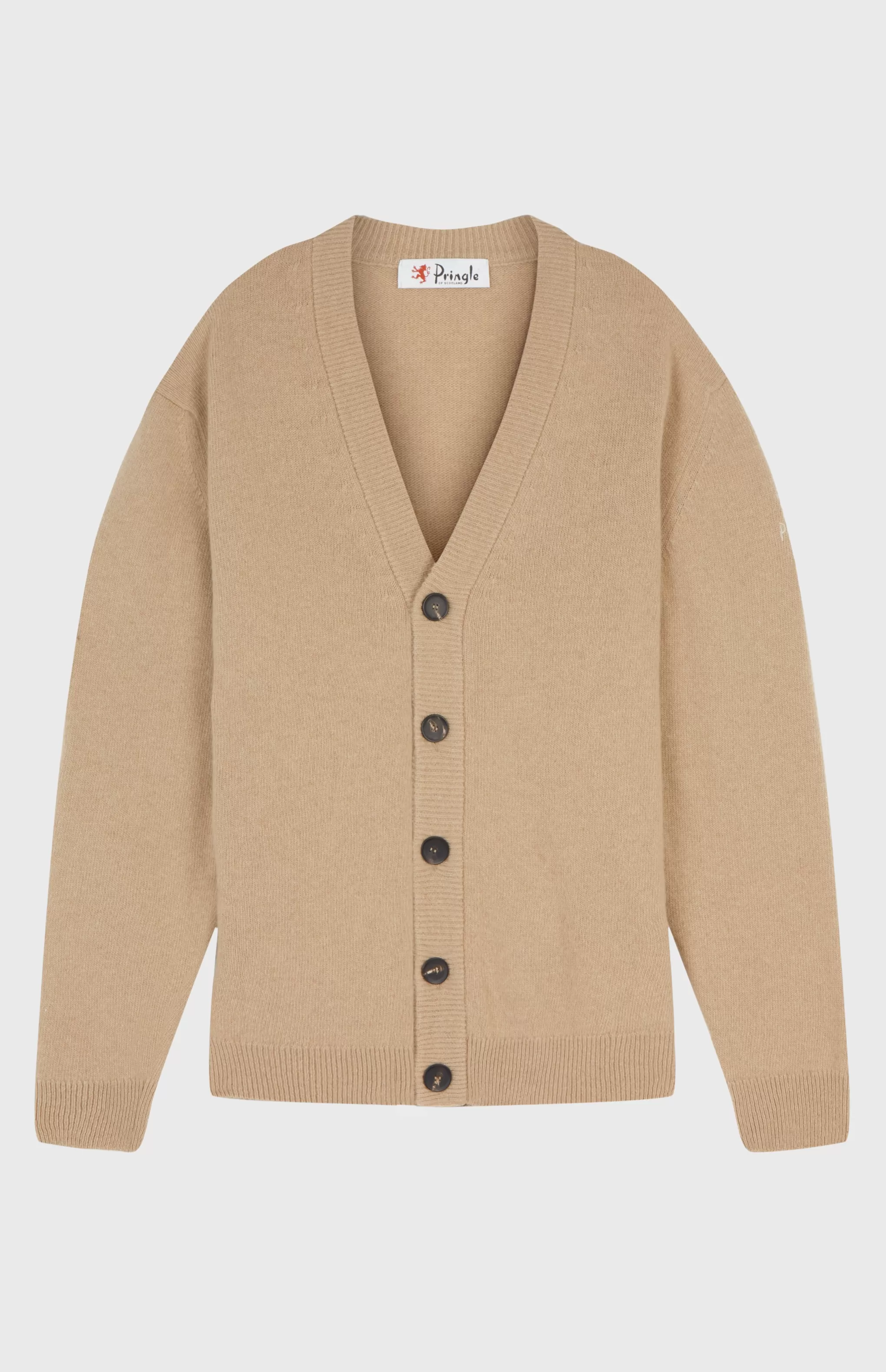 Best Men's Archive Lambswool Blend Cardigan In Camel Men V Neck Knits