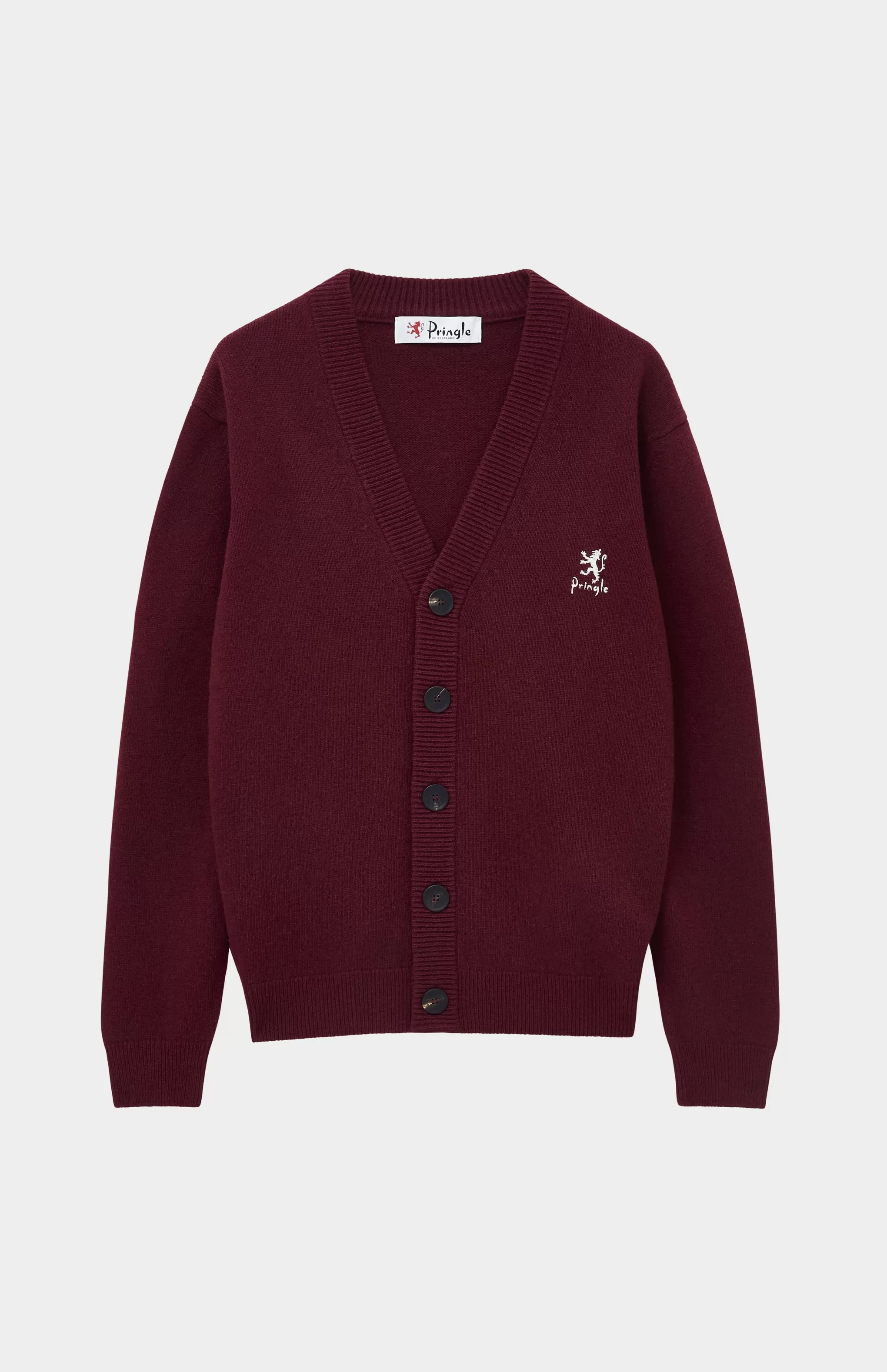 Shop Men's Archive Lambswool Blend Cardigan In Claret Men Pringle Heritage Unisex Collections