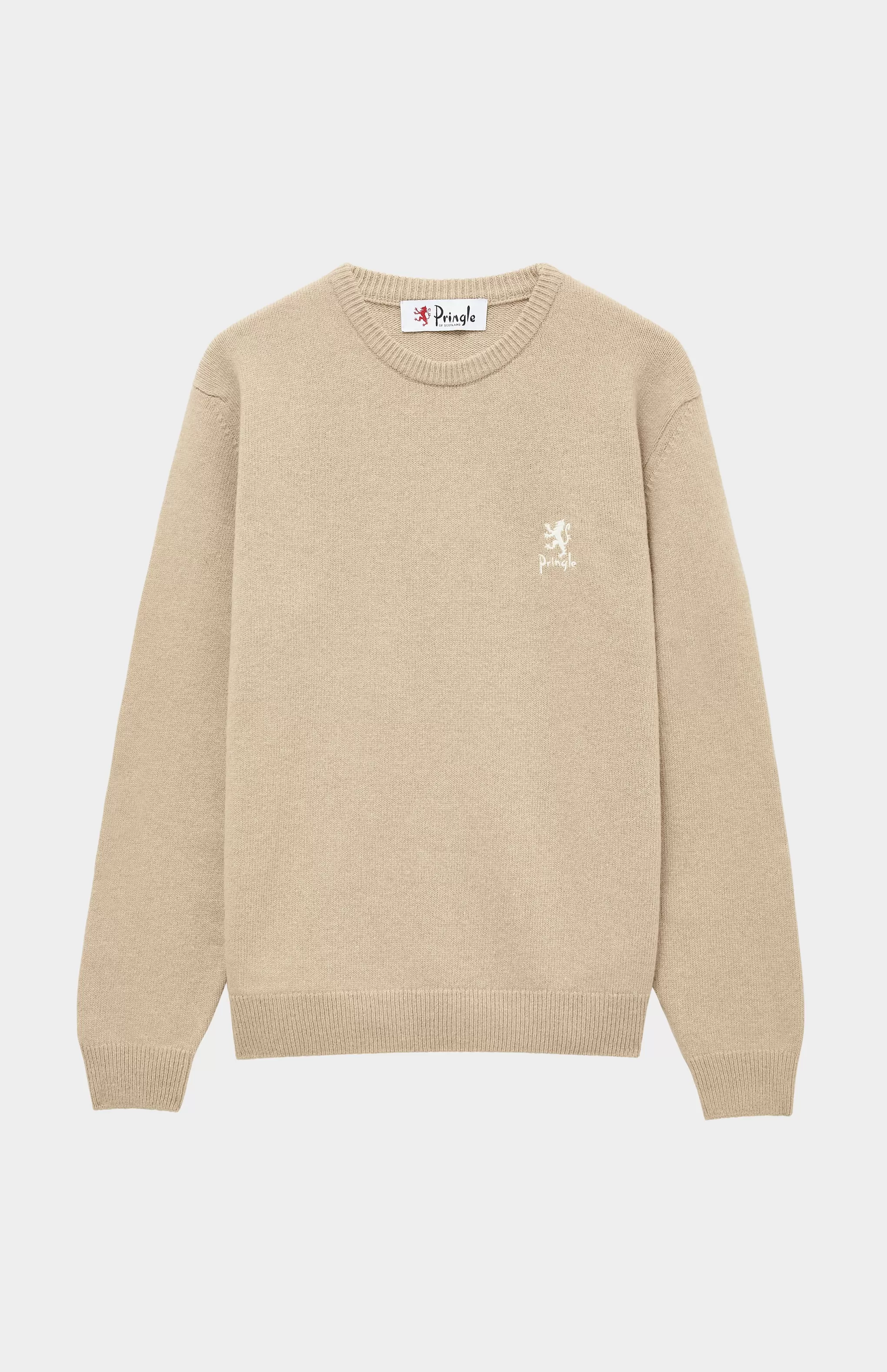 Clearance Men's Archive Round Neck Lambswool Blend Jumper In Camel Men Lambswool