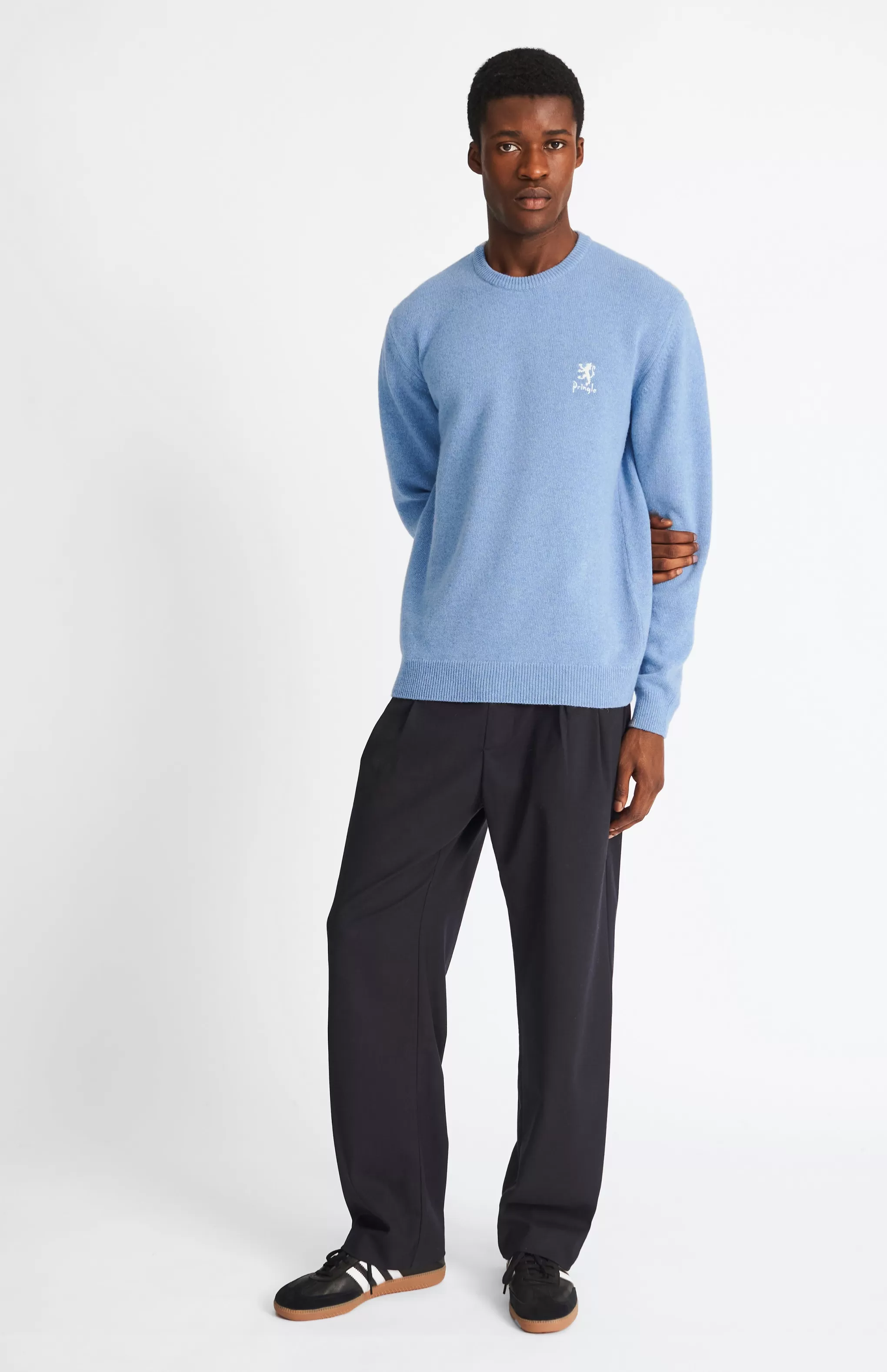 Discount Men's Archive Round Neck Lambswool Blend Jumper In Carolina Blue Men Jumpers