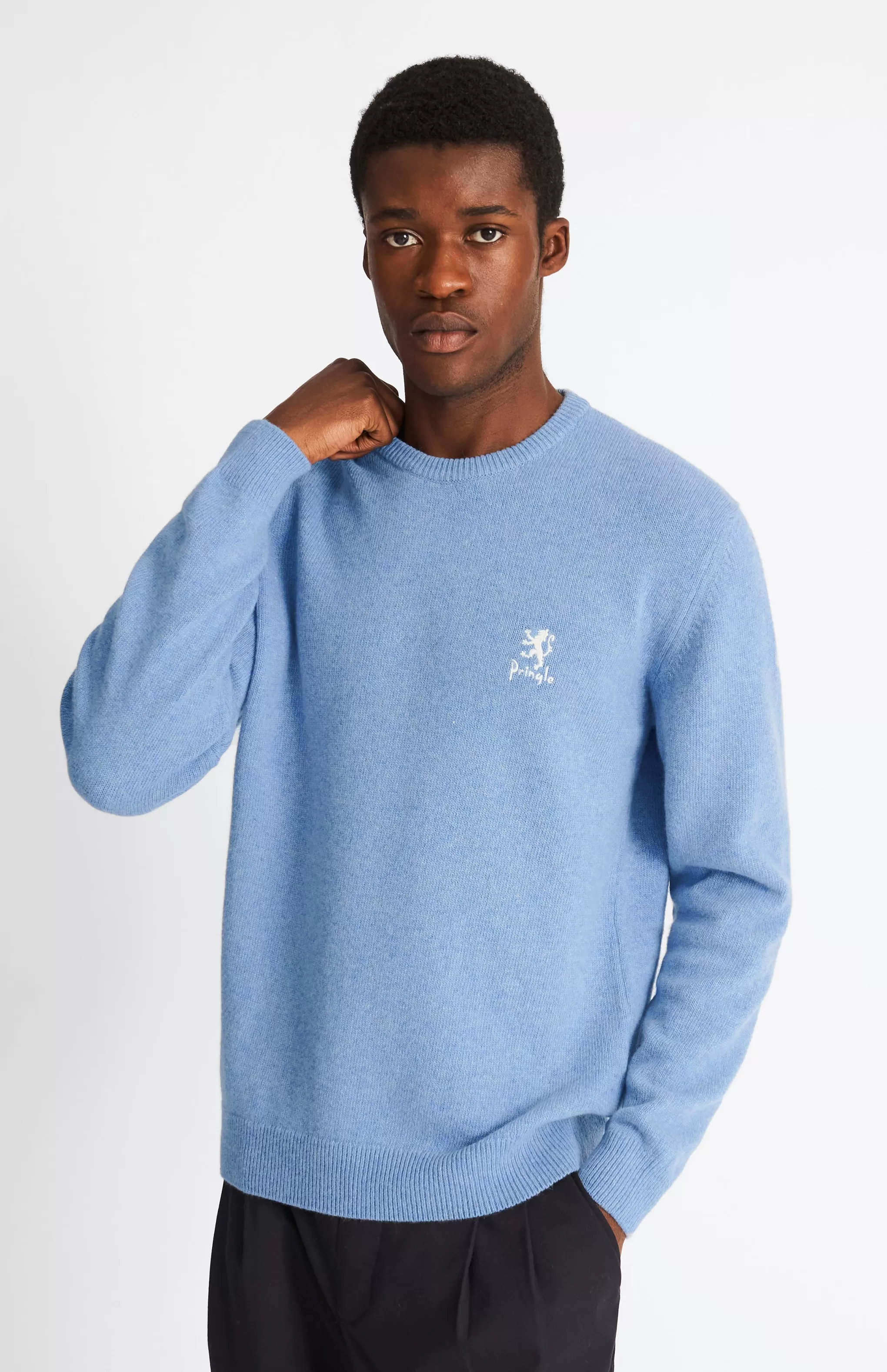Best Men's Archive Round Neck Lambswool Blend Jumper In Carolina Blue Men Lambswool