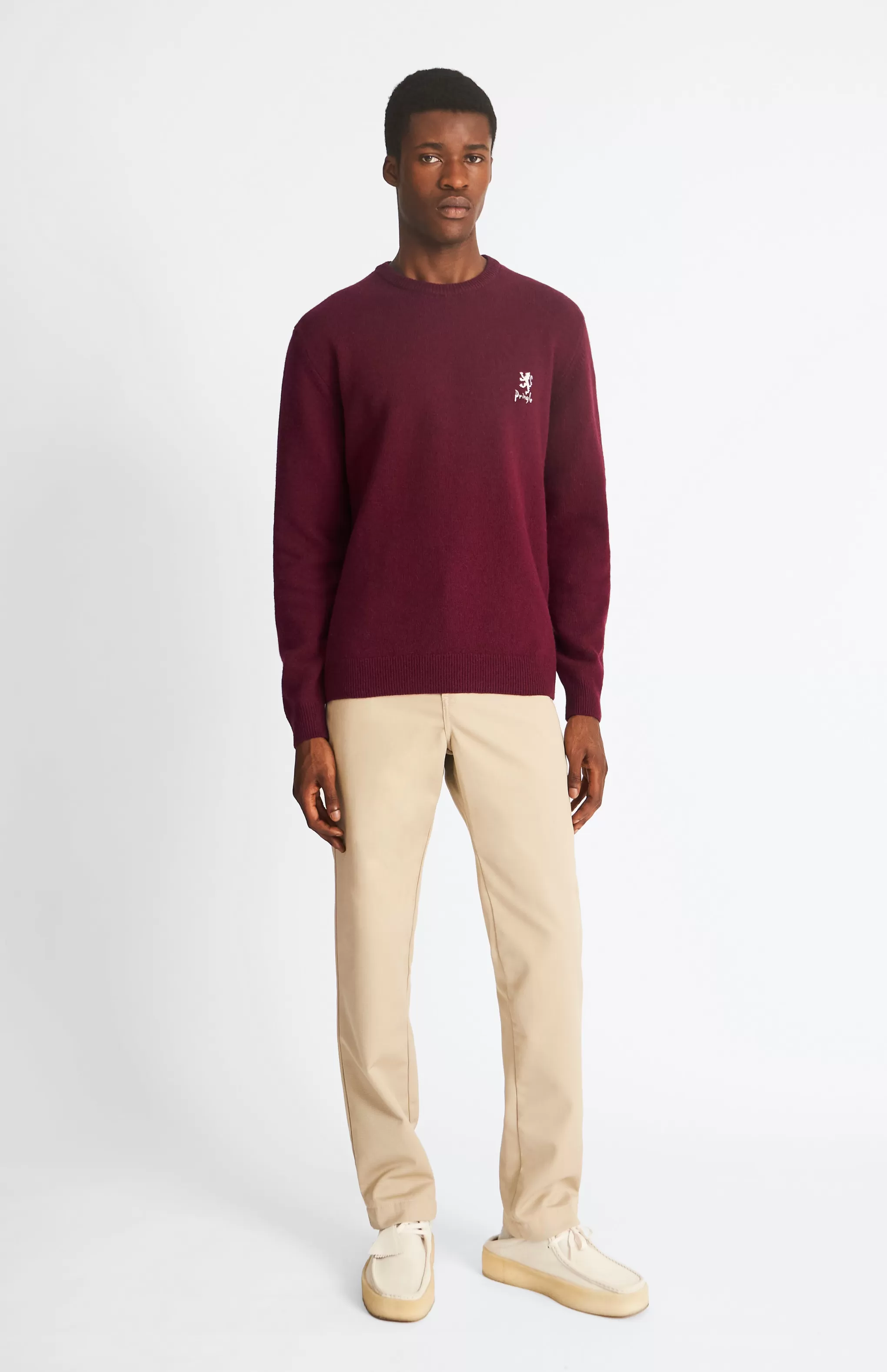 Best Men's Archive Round Neck Lambswool Blend Jumper In Claret Men Lambswool