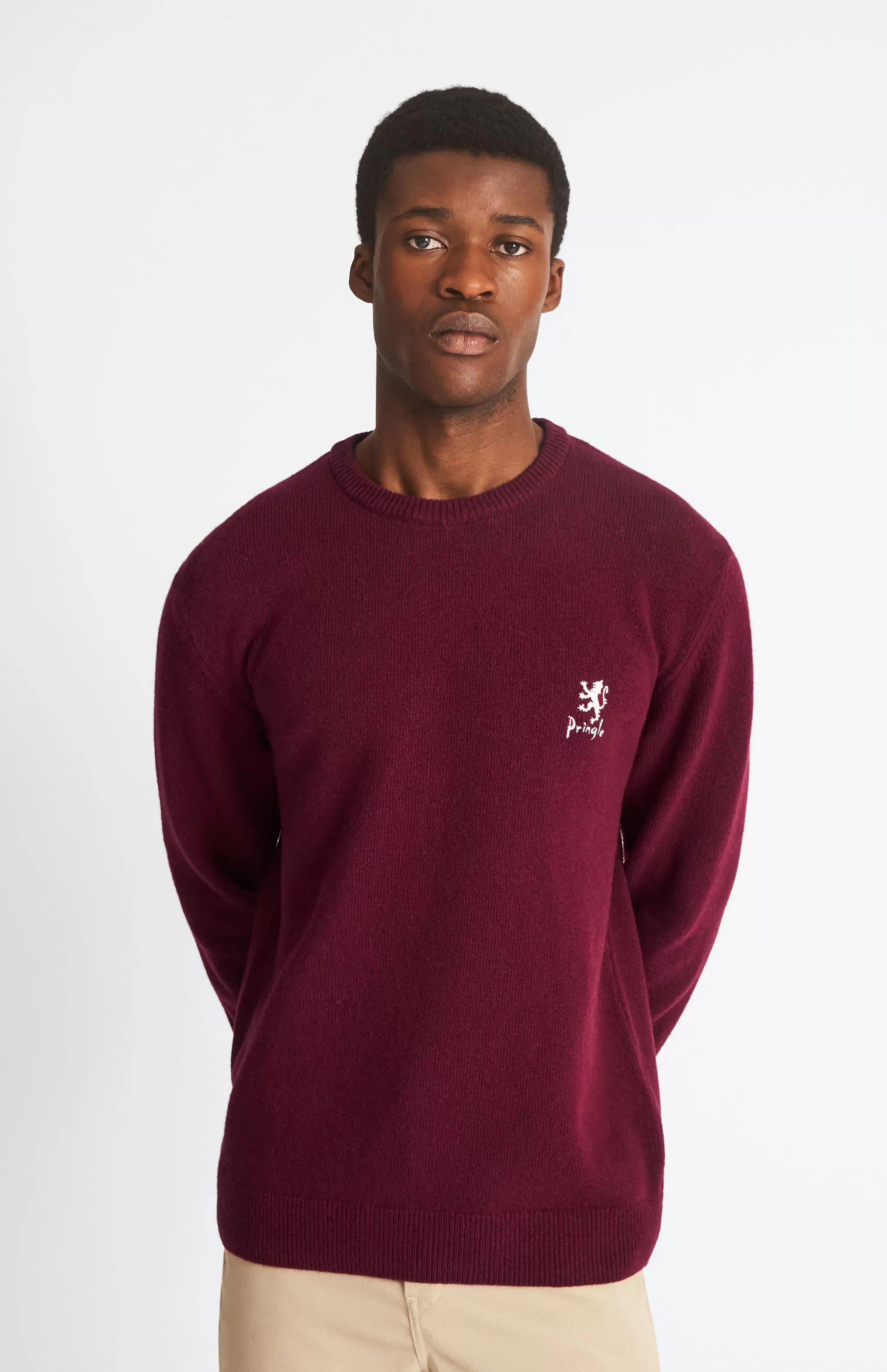 Best Men's Archive Round Neck Lambswool Blend Jumper In Claret Men Lambswool