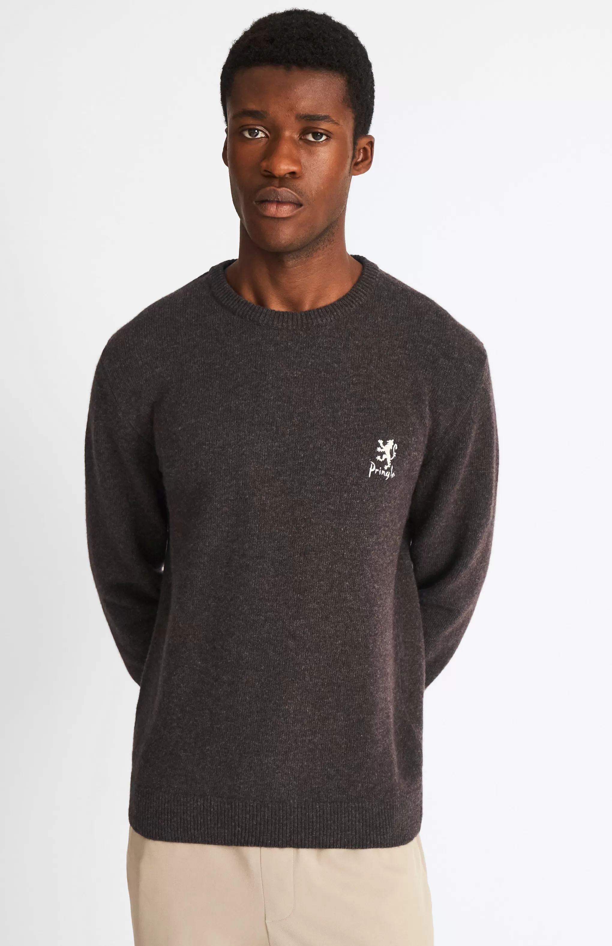 Hot Men's Archive Round Neck Lambswool Blend Jumper In Dark Brown Men Pringle Heritage Unisex Collections