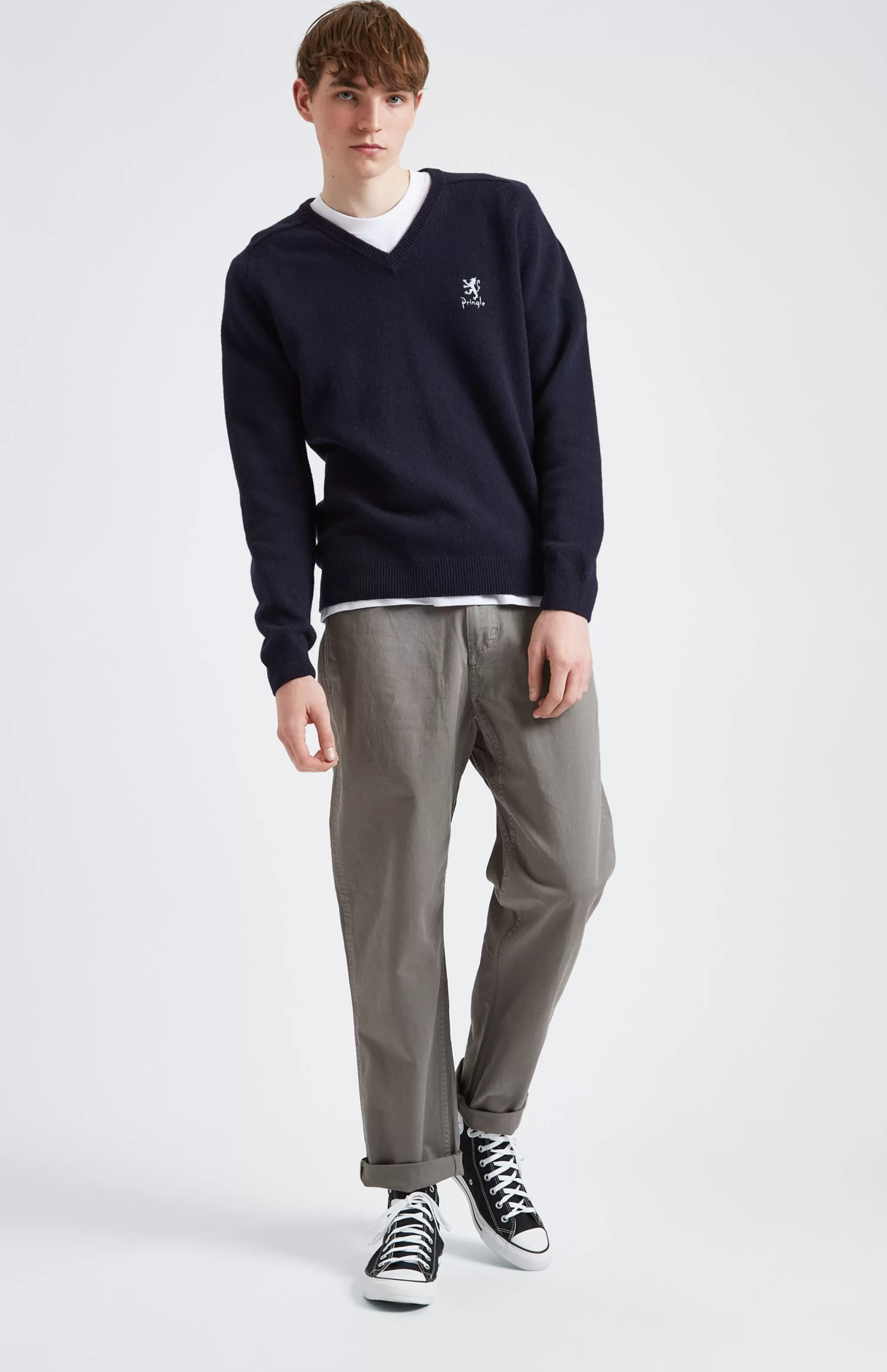 Cheap Men's Archive V Neck Lambswool Blend Jumper In Navy Men Pringle Heritage Unisex Collections
