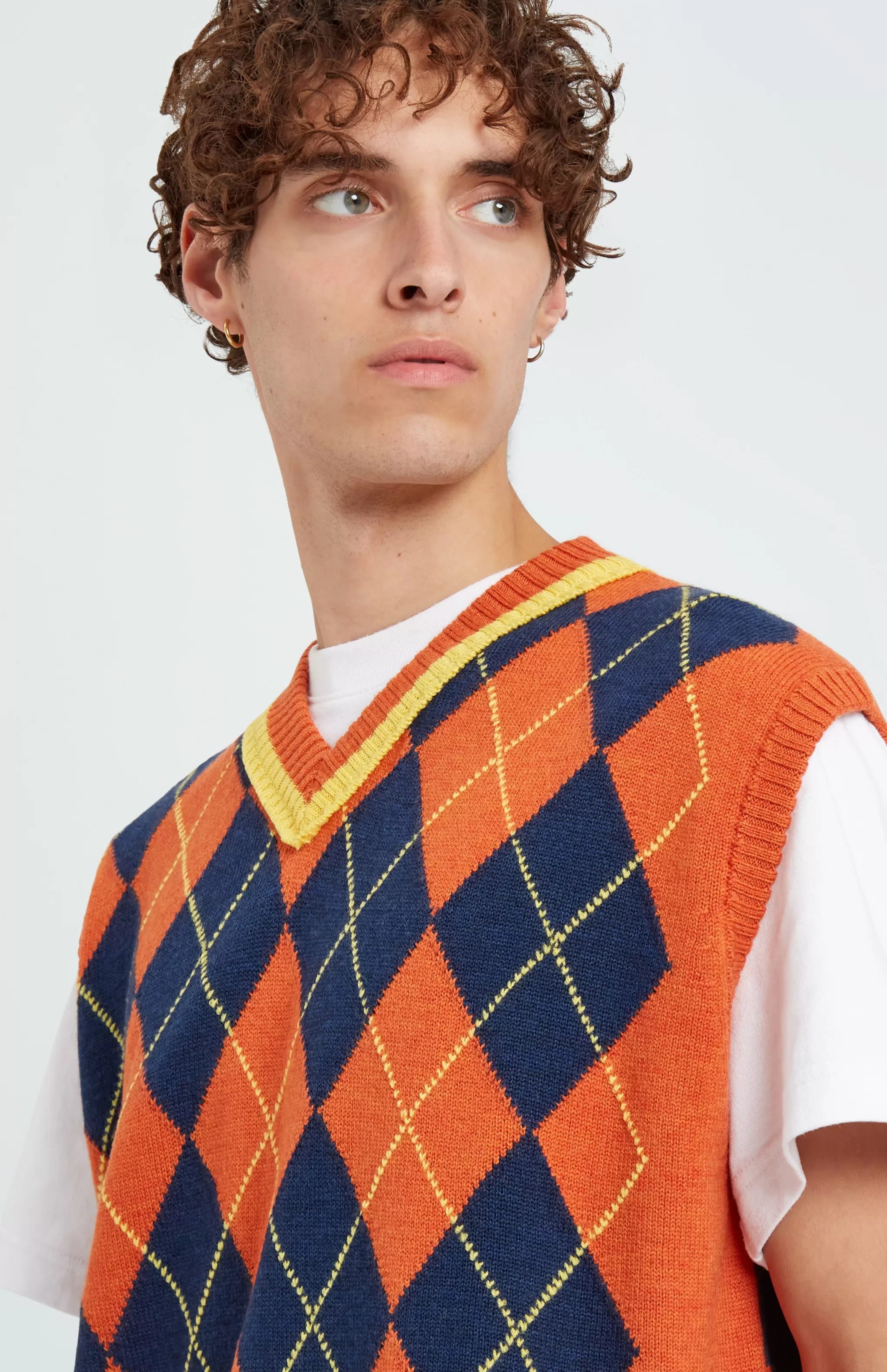 Outlet Men's Argyle Merino Vest In Flame And Ink Men Argyle