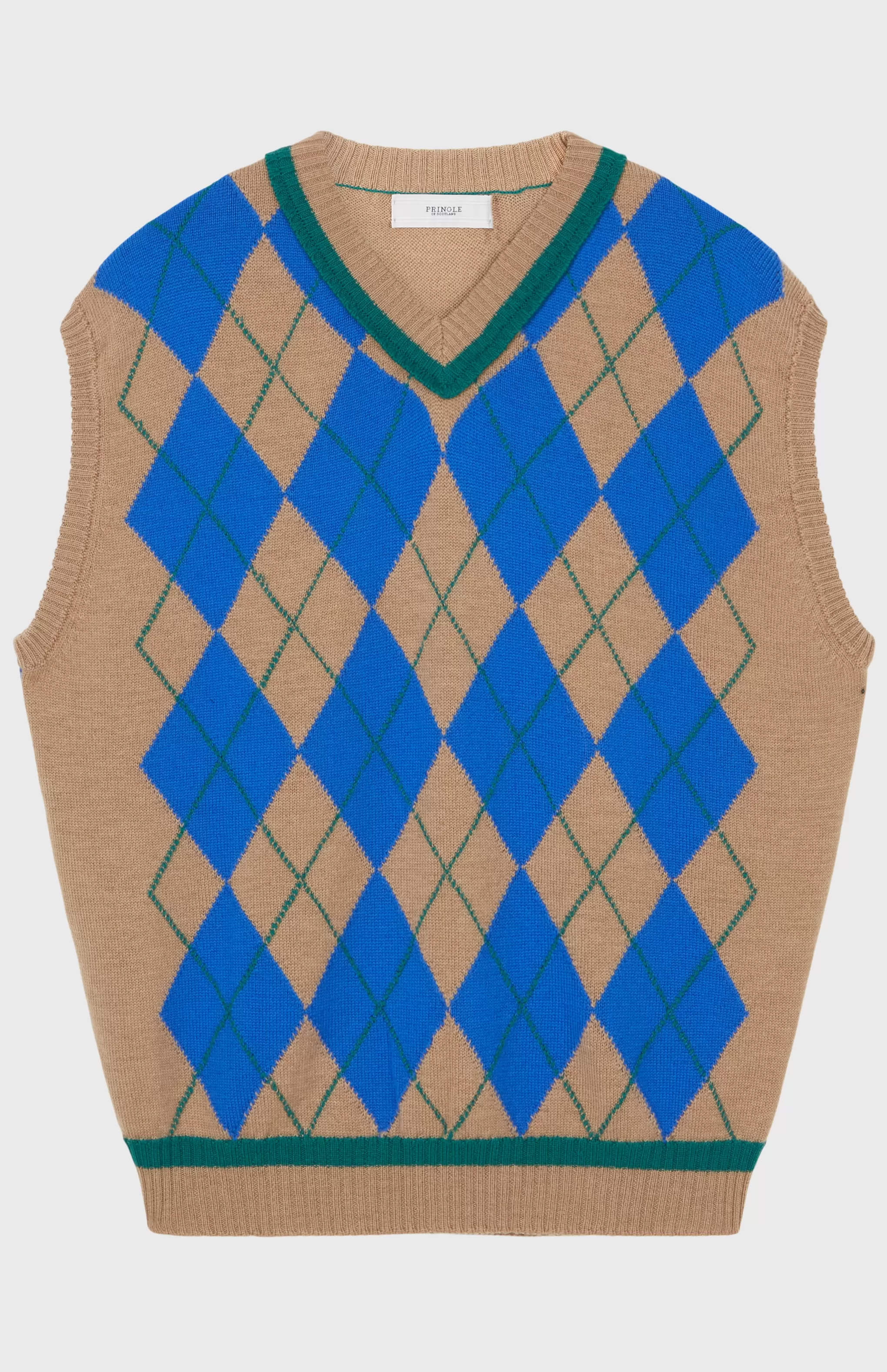Online Men's Argyle Merino Vest In Sand And Azure Blue Men Argyle