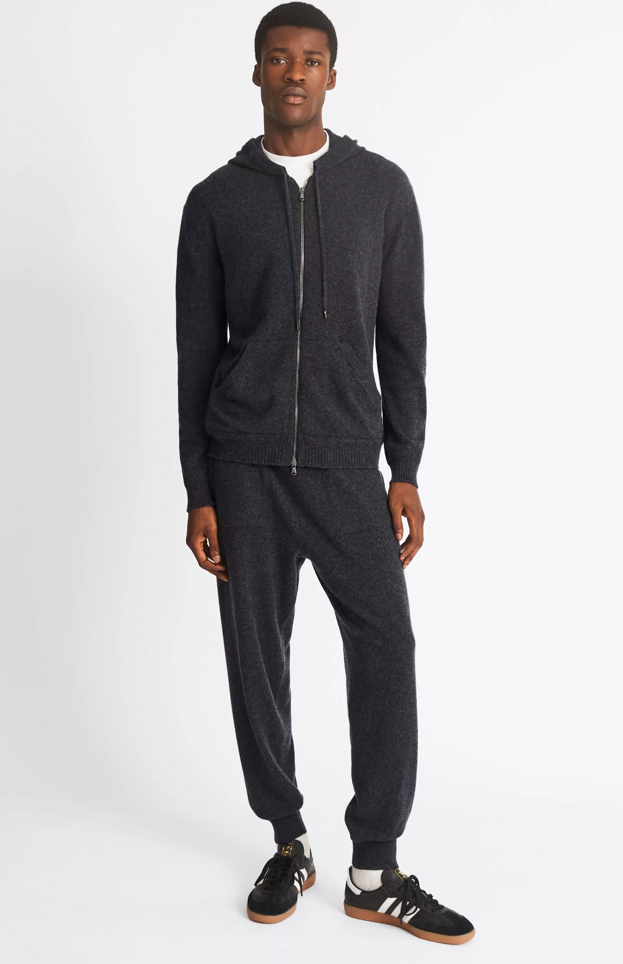 Best Men's Knitted Merino Cashmere Joggers In Charcoal Men Cashmere