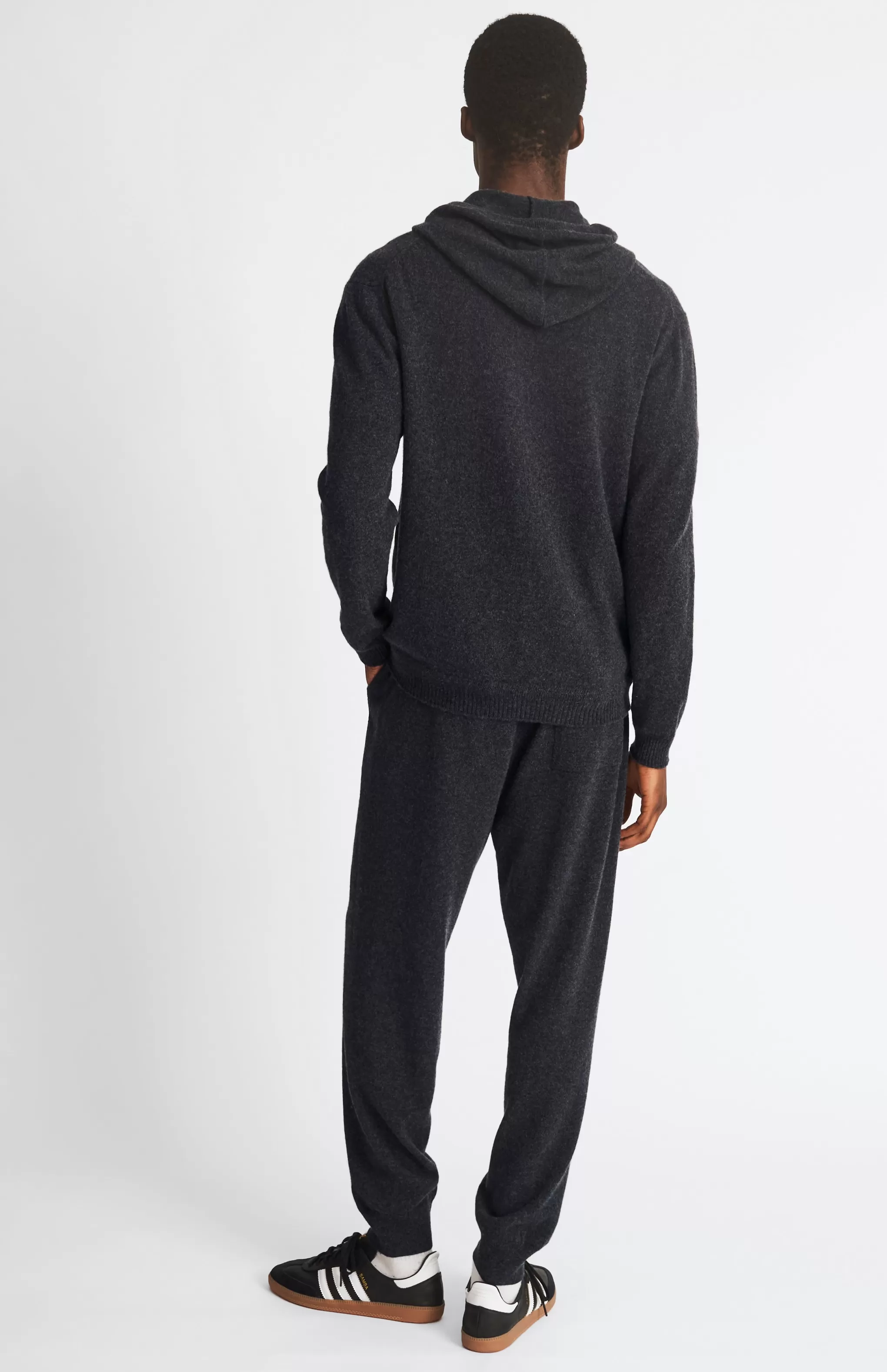 Best Men's Knitted Merino Cashmere Joggers In Charcoal Men Cashmere