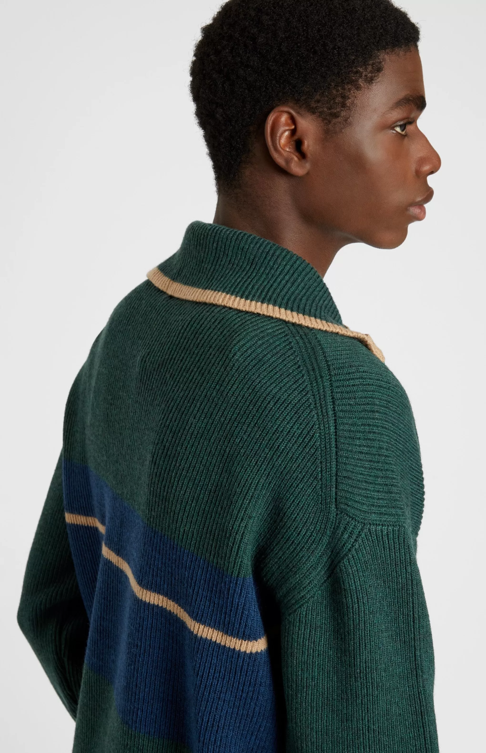 Best Sale Men's Merino Half Zip Sweater In Dark Bottle Green Men High Neck Knits