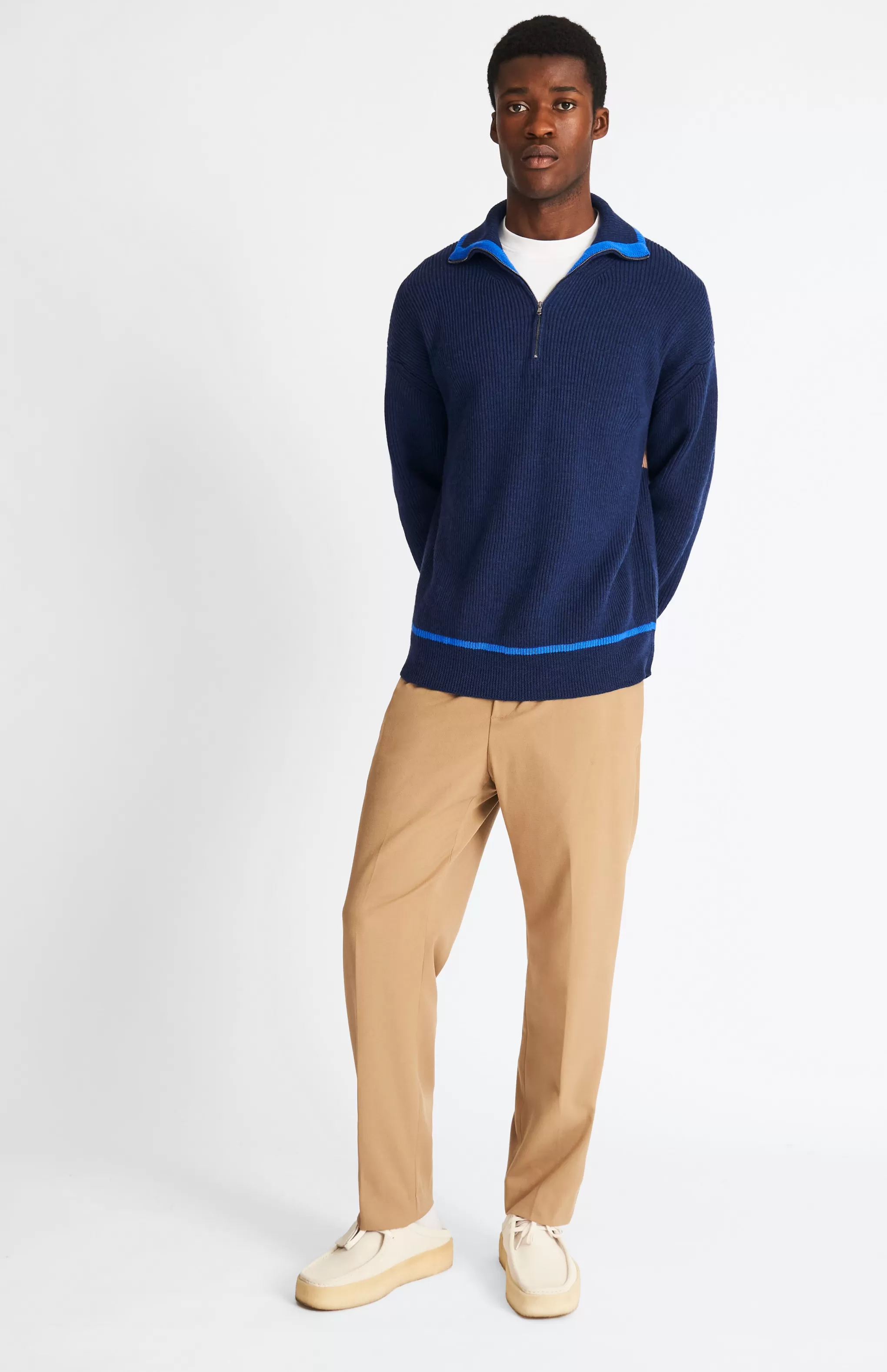 Discount Men's Merino Half Zip Sweater In Ink Men Heavy Weight Knits