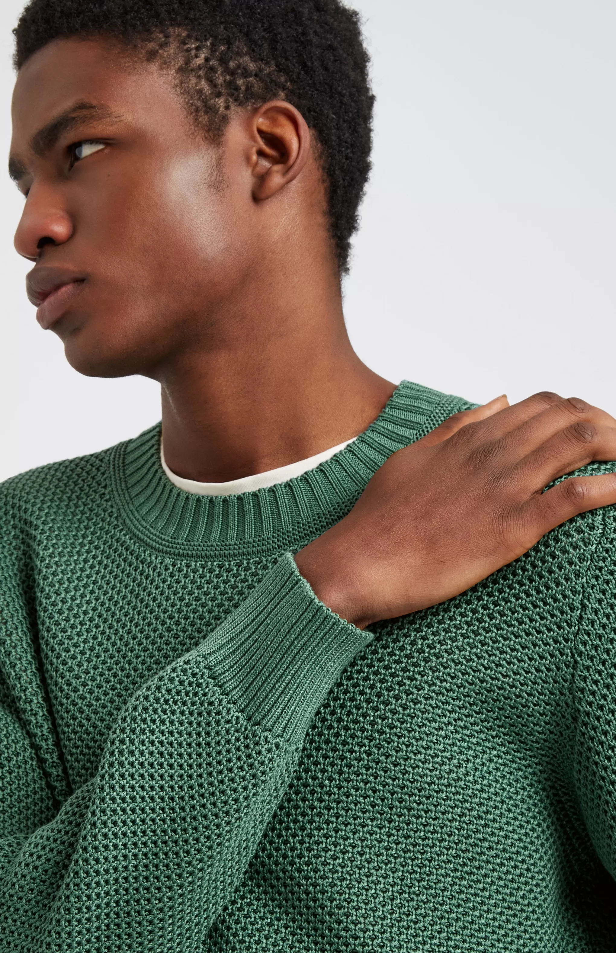 Best Sale Men's Round Neck Cotton Jumper In Forest Green Men Cotton