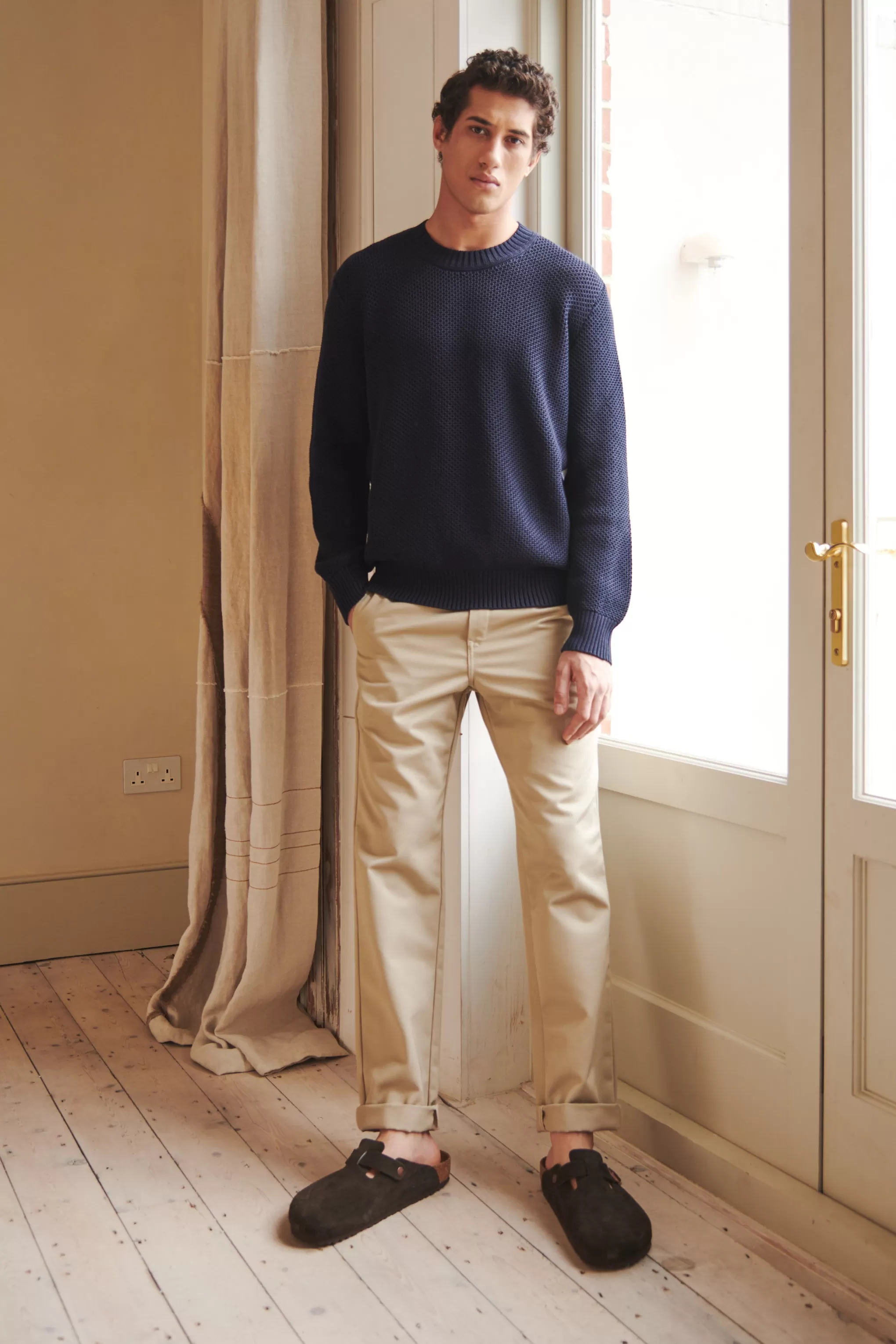 Best Men's Round Neck Cotton Jumper In Navy Men Cotton