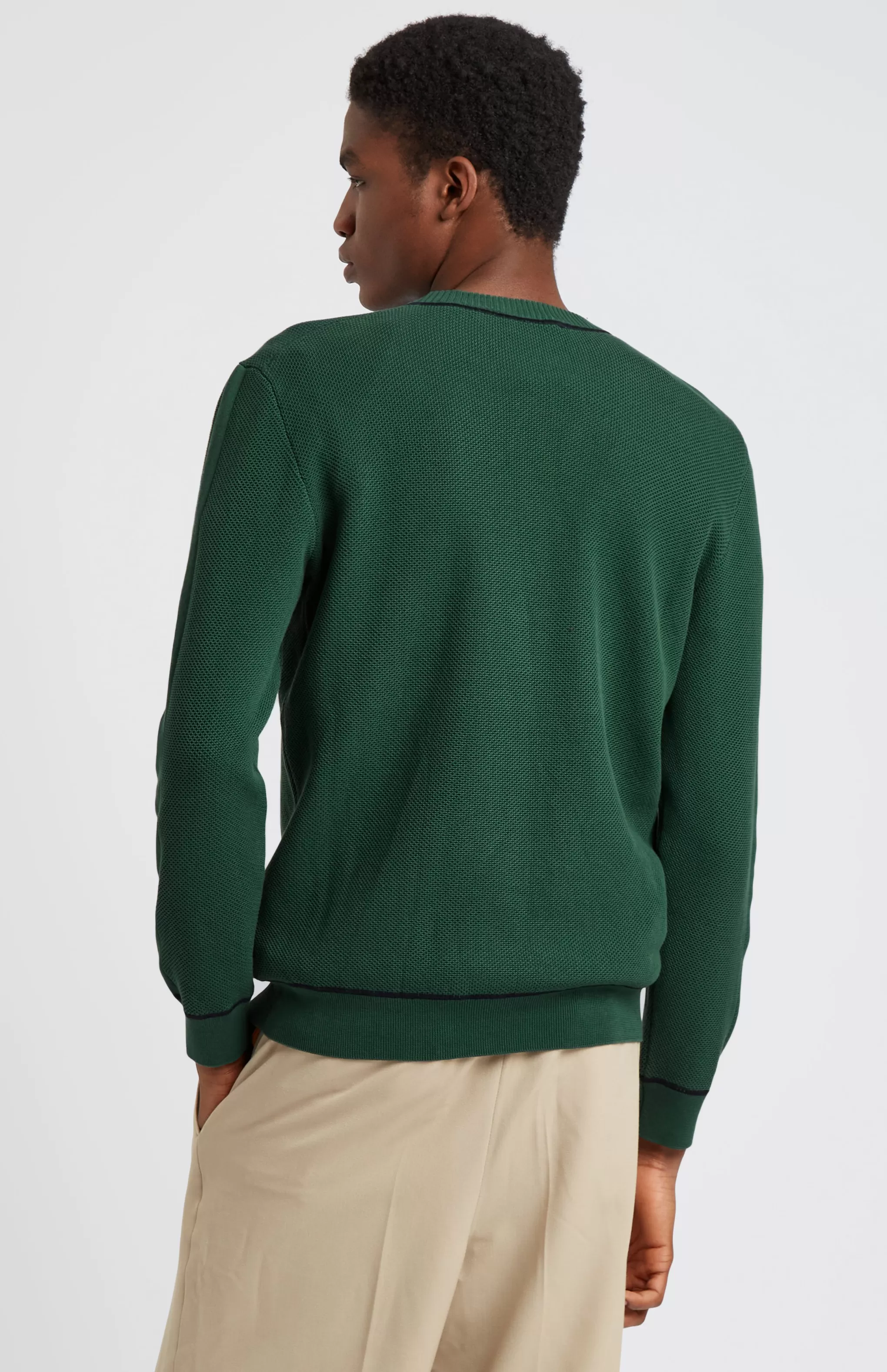 Online Men's Round Neck Cotton Sweatshirt Jumper In Forest Green / Navy Men Jumpers