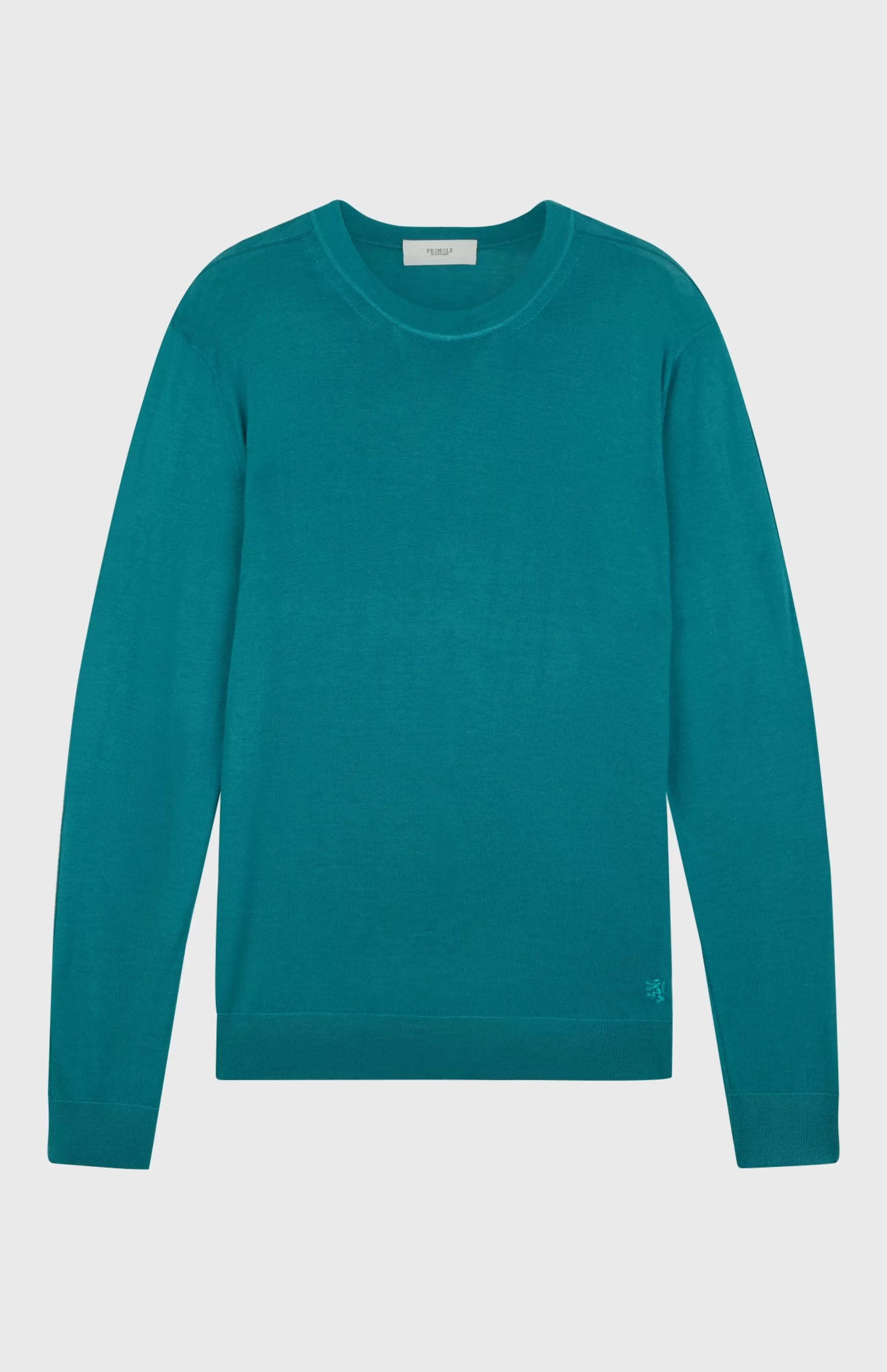 Best Sale Men's Round Neck Merino Jumper In Jade Men Merino