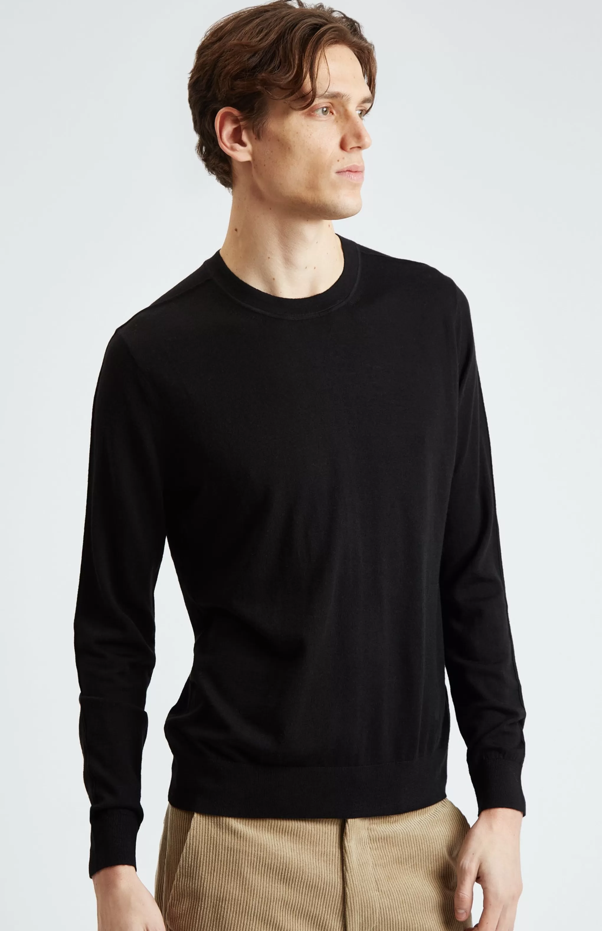 Best Sale Merino Jumper In Black Men Light Weight Knits