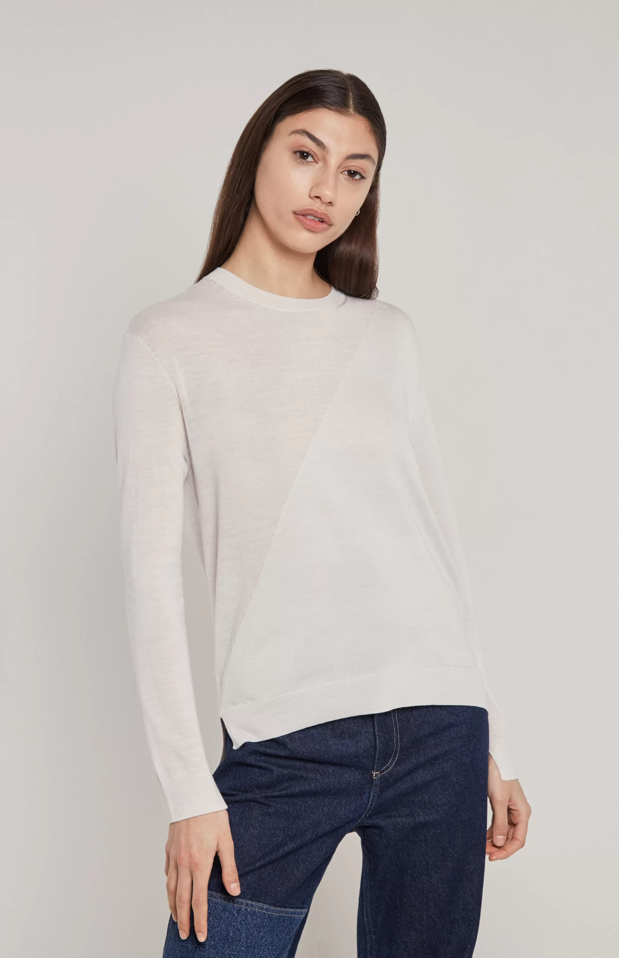 Clearance Merino Jumper In White Men/Women Light Weight Knits