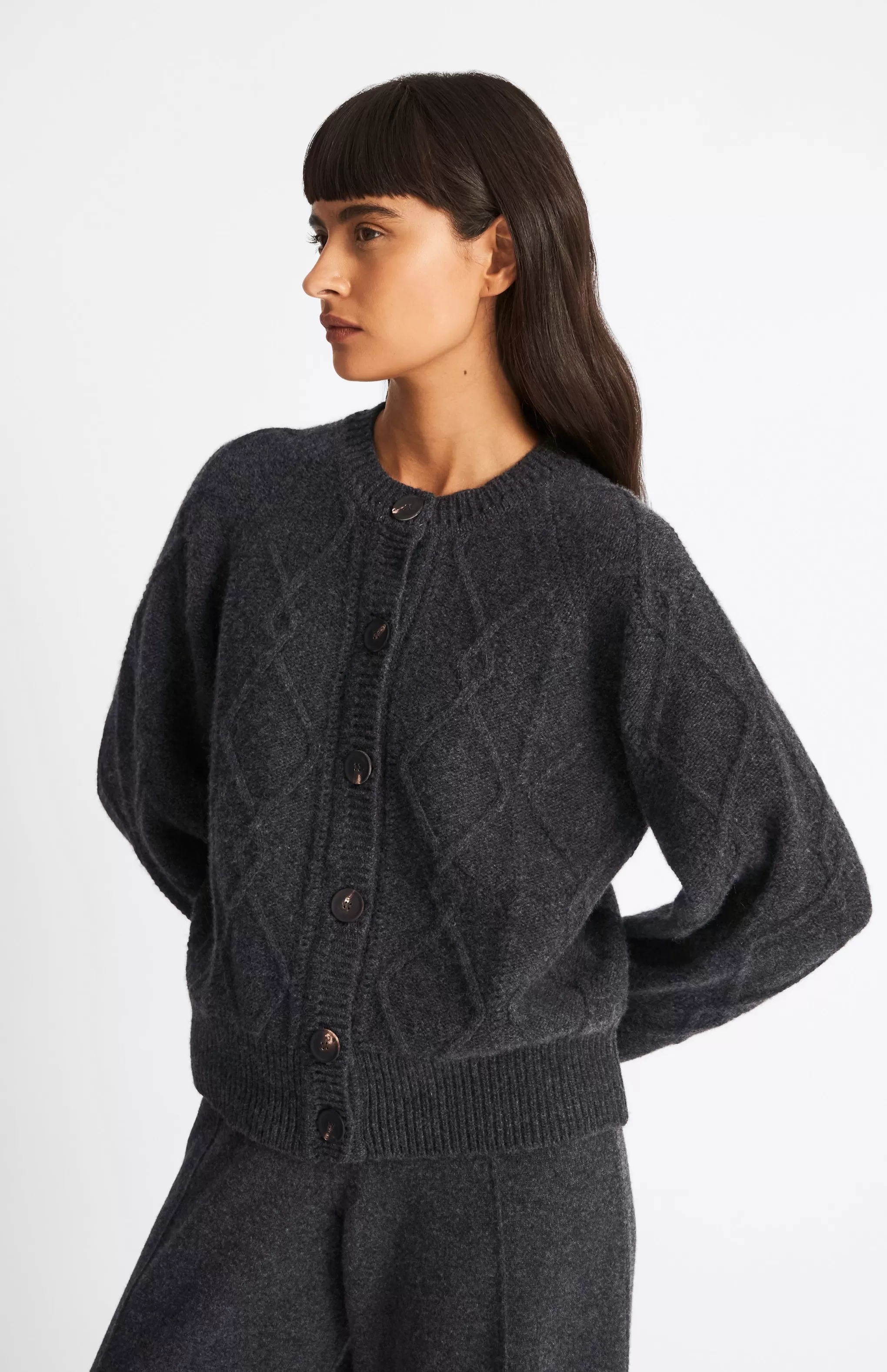Fashion Multi Texture Cashmere Blend Cardigan In Charcoal Men/Women Best Sellers